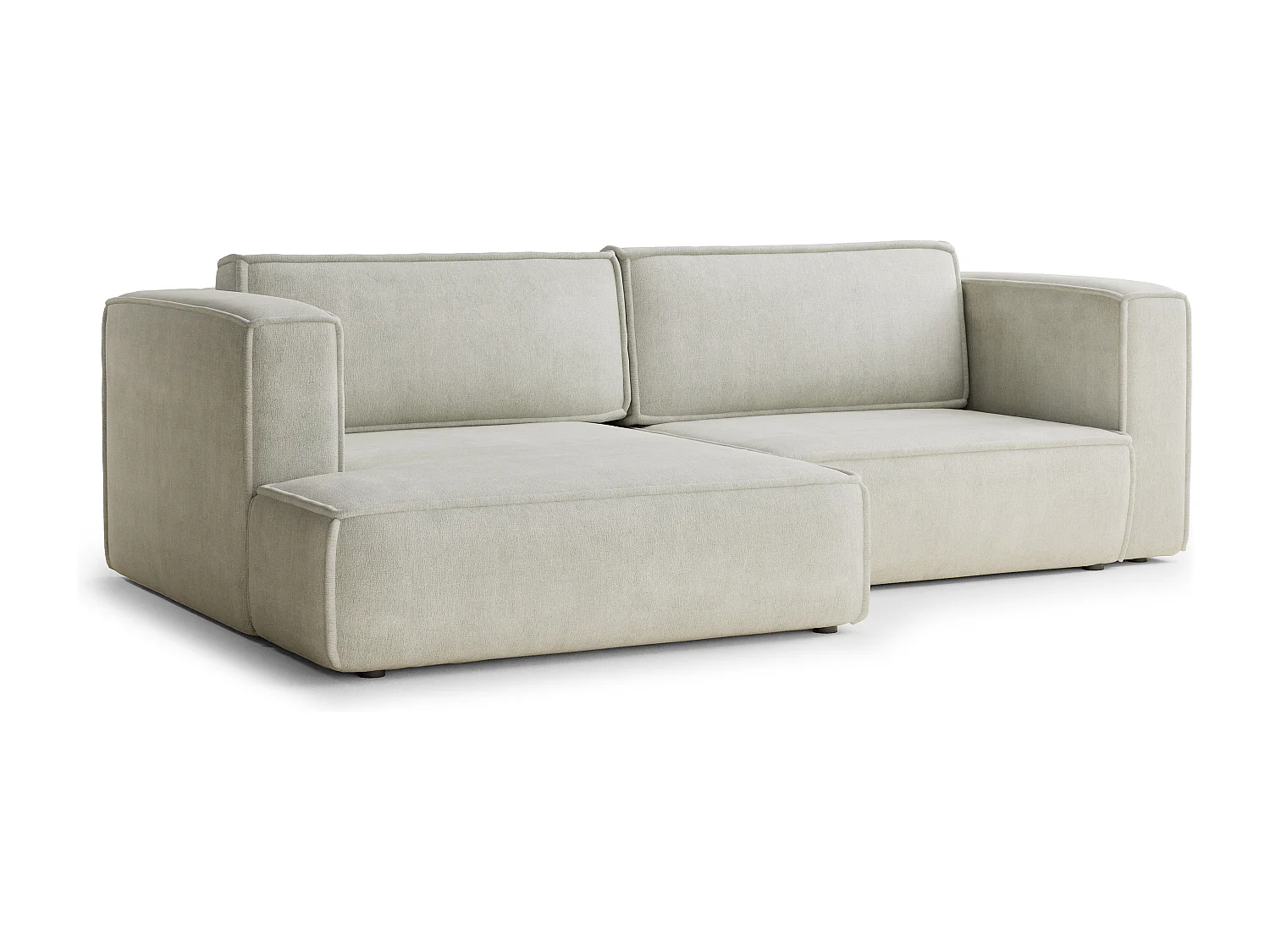 Canapé d'angle gauche avec fonction lit en tissu chenille creme VELTO