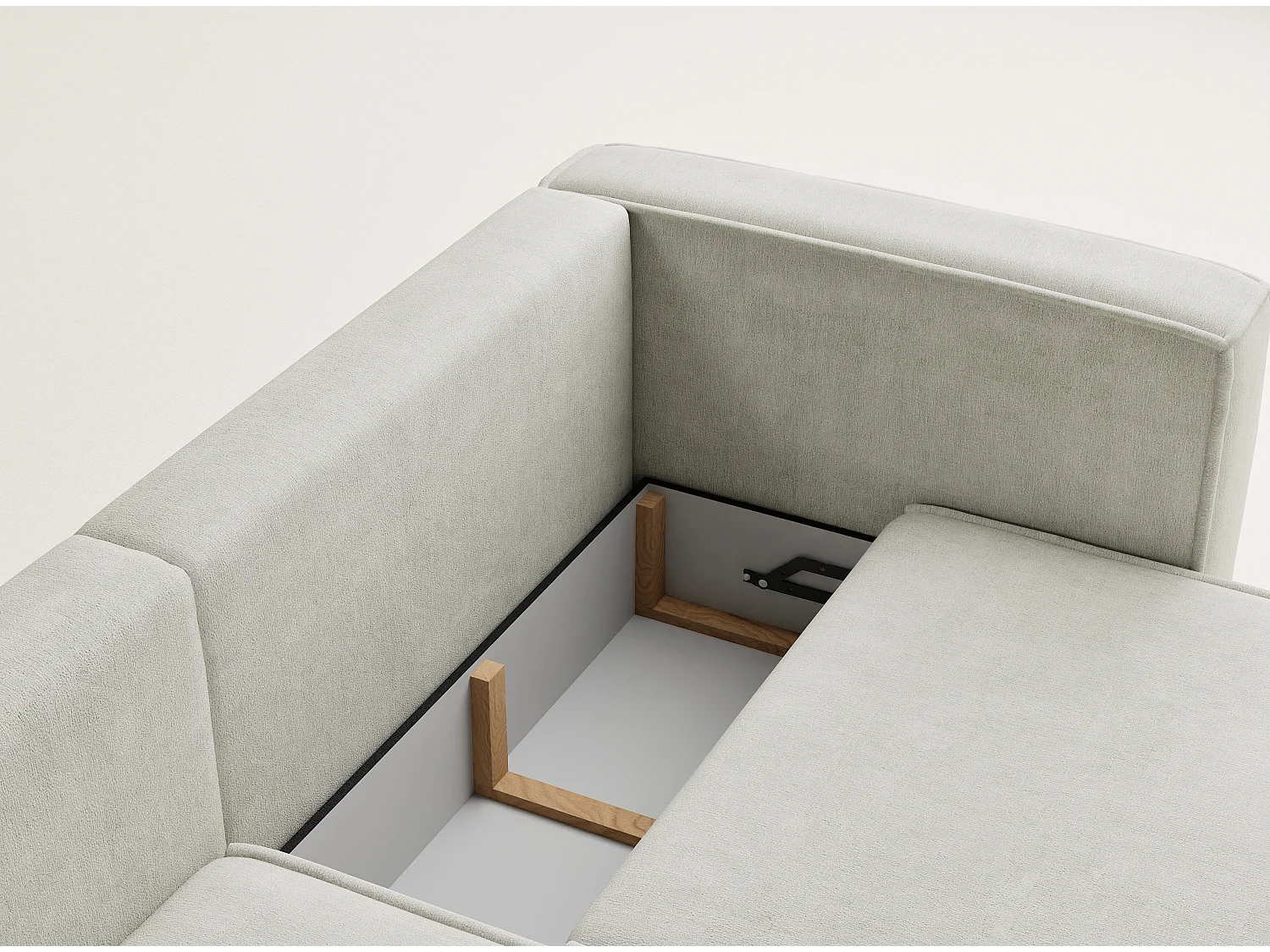 Canapé d'angle gauche avec fonction lit en tissu chenille creme VELTO