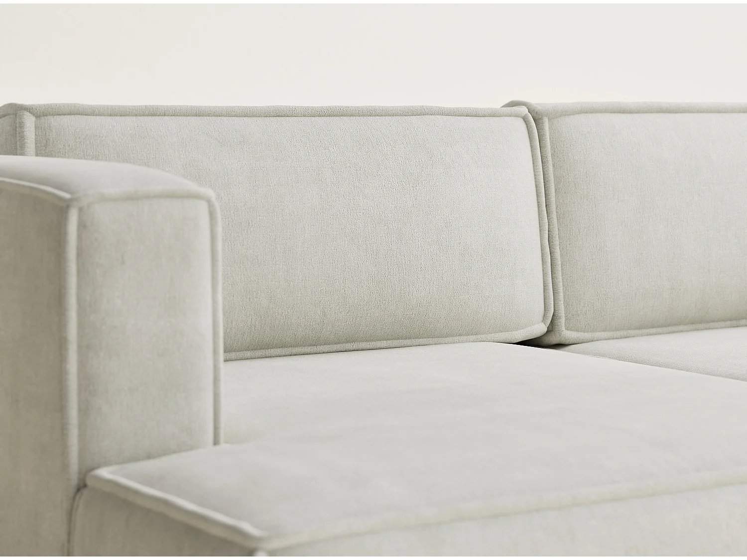 Canapé d'angle gauche avec fonction lit en tissu chenille creme VELTO