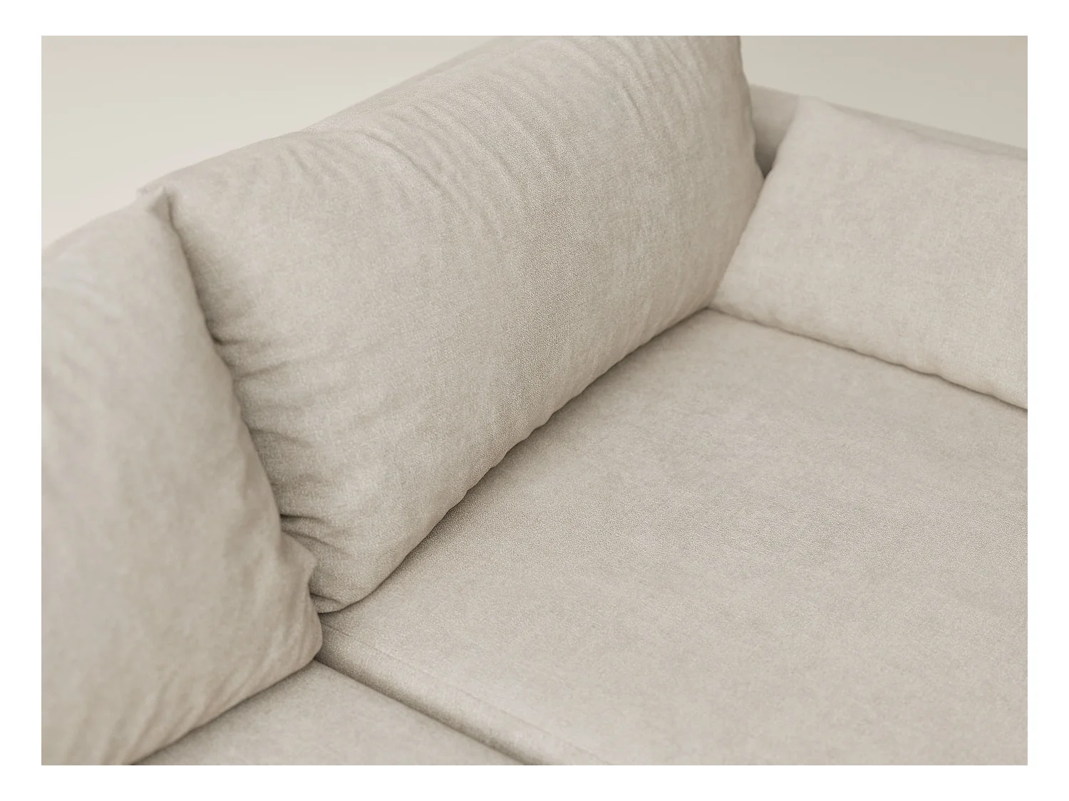 Canapé d'angle gauche avec fonction lit en tissu chenille beige LEON