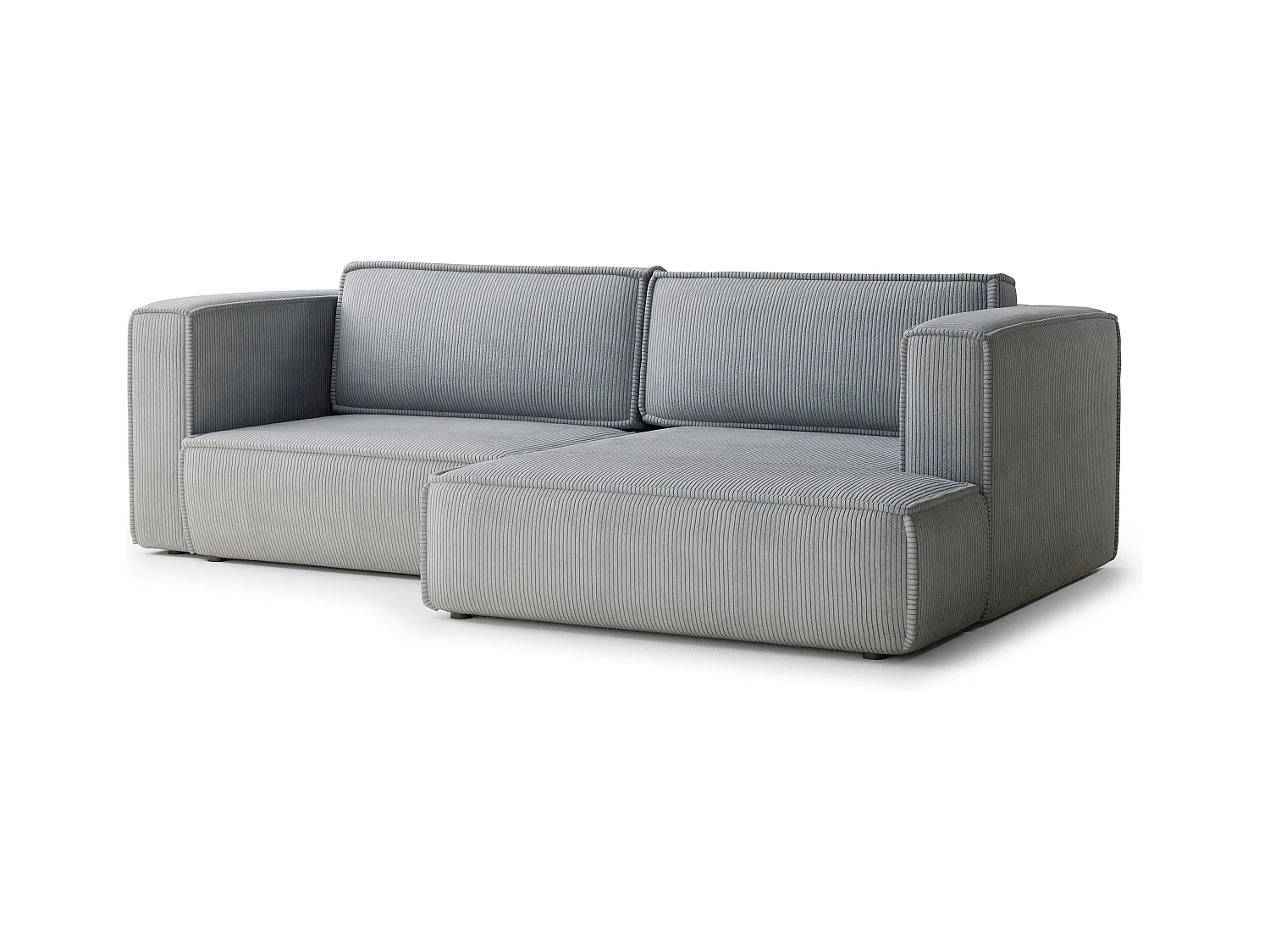 Canapé d'angle droit avec fonction lit en velours gris clair VELTO