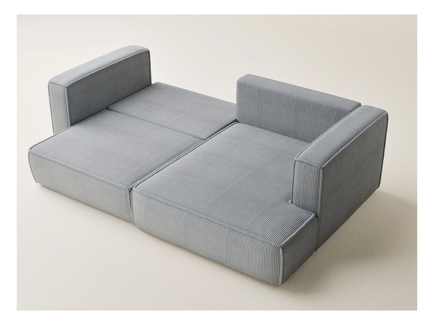 Canapé d'angle droit avec fonction lit en velours gris clair VELTO