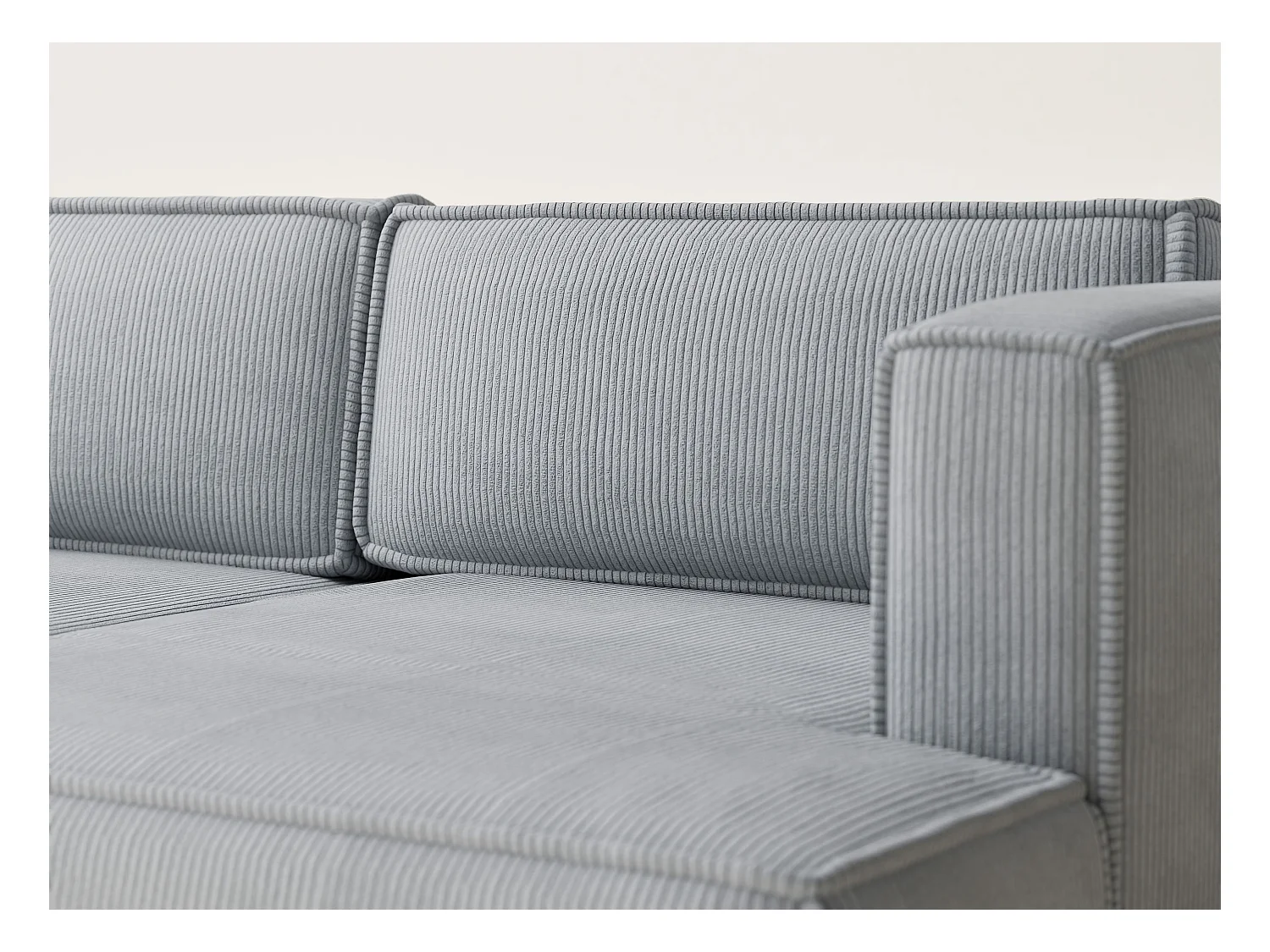 Canapé d'angle droit avec fonction lit en velours gris clair VELTO