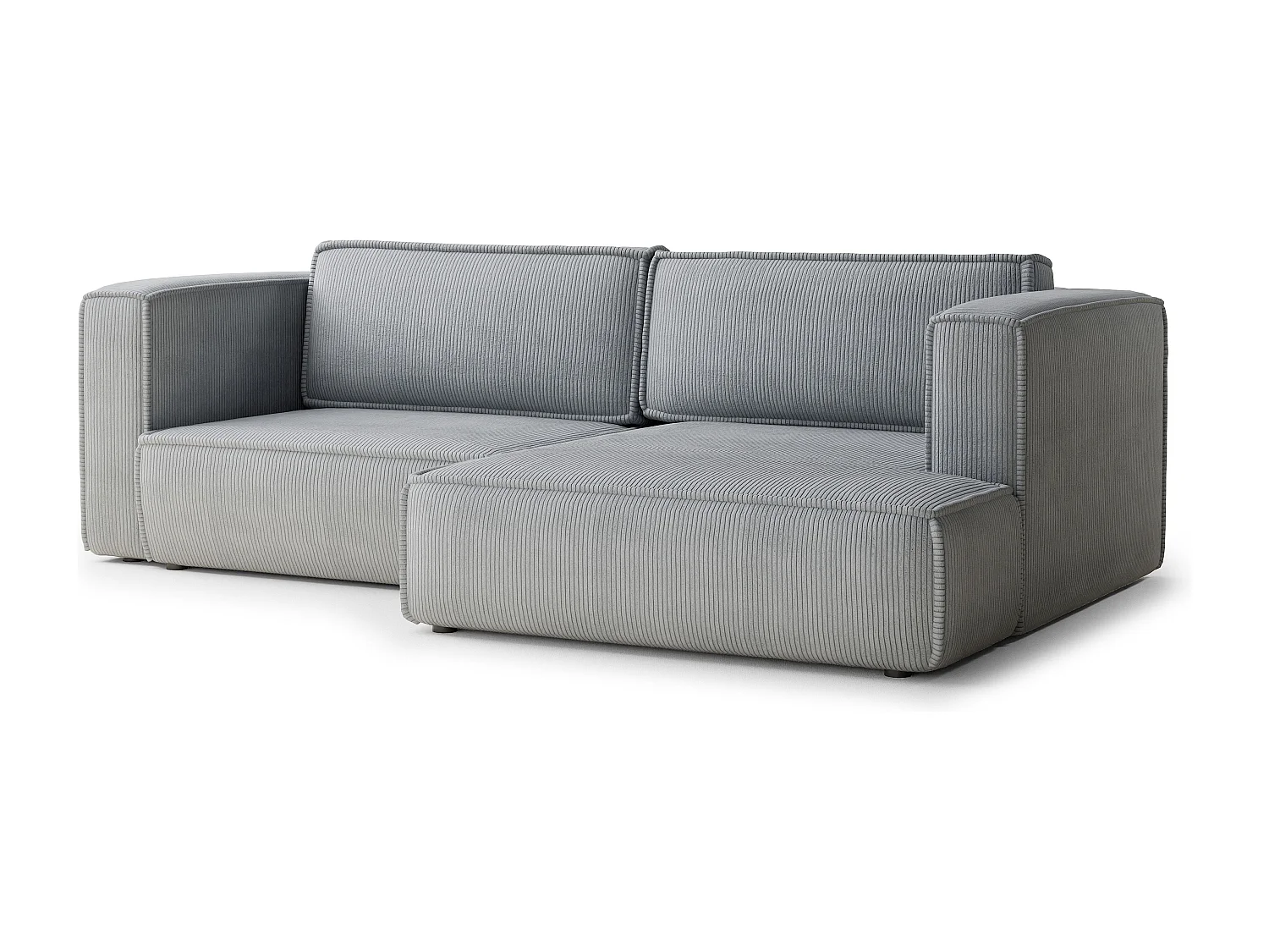 Canapé d'angle droit avec fonction lit en velours gris clair VELTO