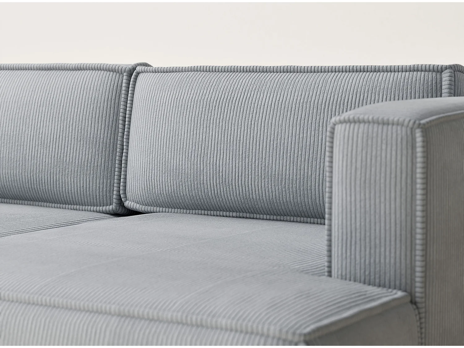 Canapé d'angle droit avec fonction lit en velours gris clair VELTO