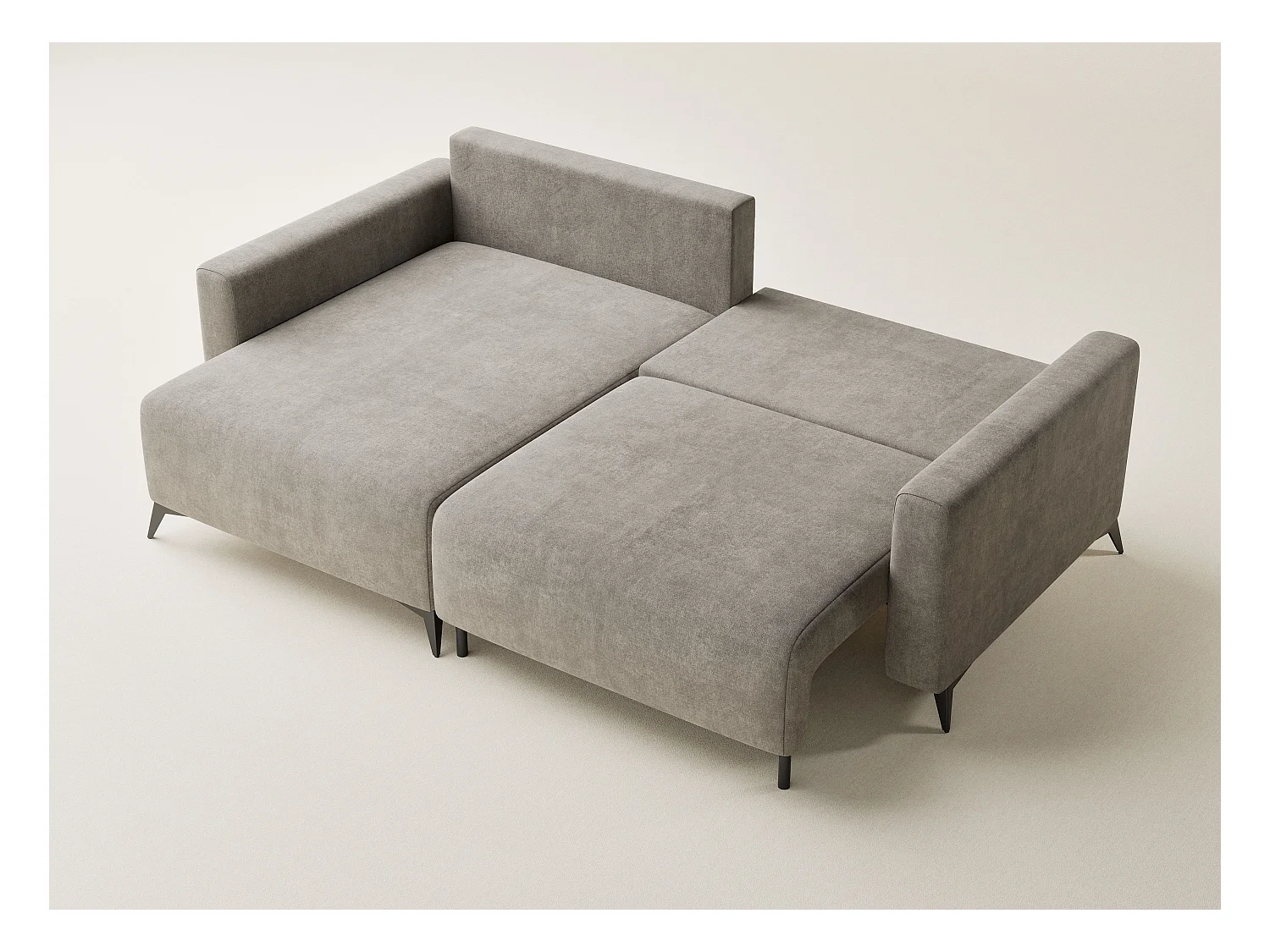 Canapé d'angle gauche avec fonction lit en tissu chenille taupe LEON