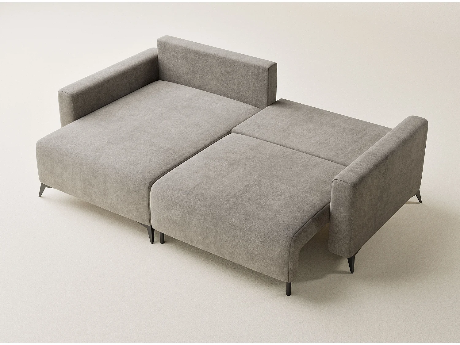 Canapé d'angle gauche avec fonction lit en tissu chenille taupe LEON