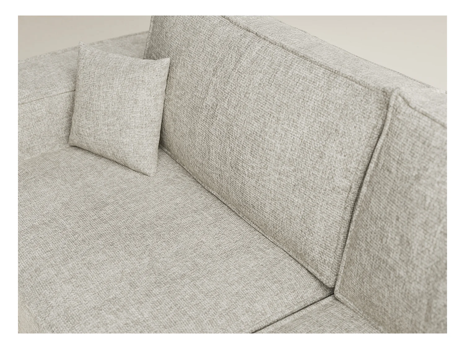 Canapé d'angle droit avec fonction lit en tissu chenille beige TONGA