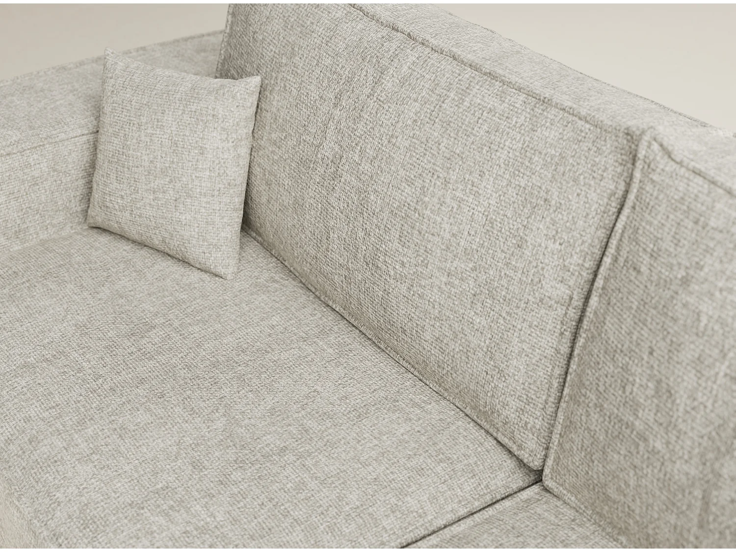 Canapé d'angle droit avec fonction lit en tissu chenille beige TONGA