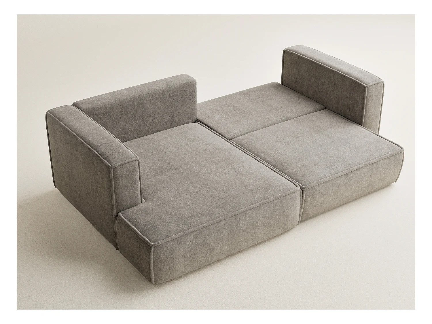 Canapé d'angle gauche avec fonction lit en tissu chenille taupe VELTO