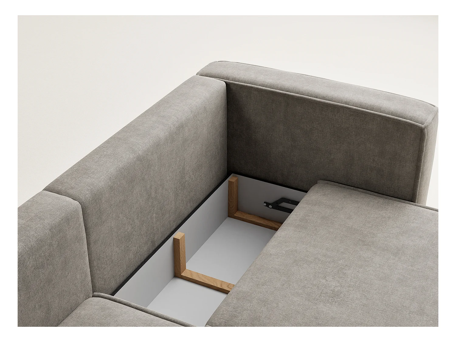 Canapé d'angle gauche avec fonction lit en tissu chenille taupe VELTO