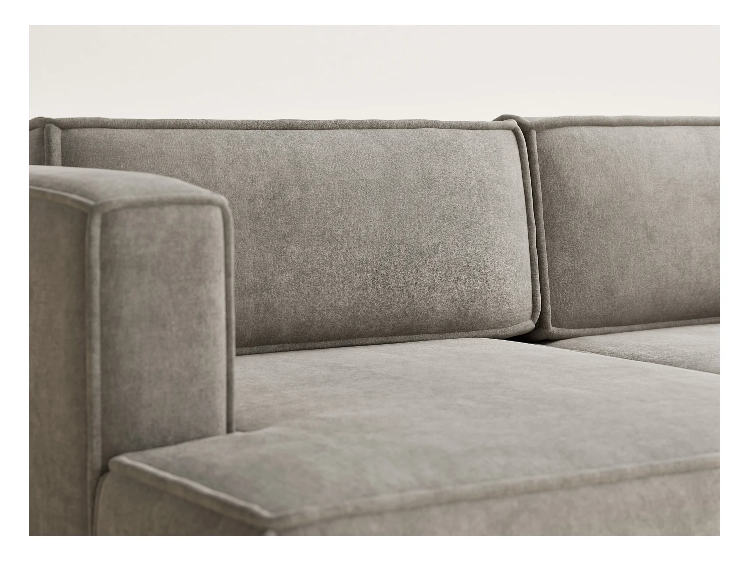 Canapé d'angle gauche avec fonction lit en tissu chenille taupe VELTO