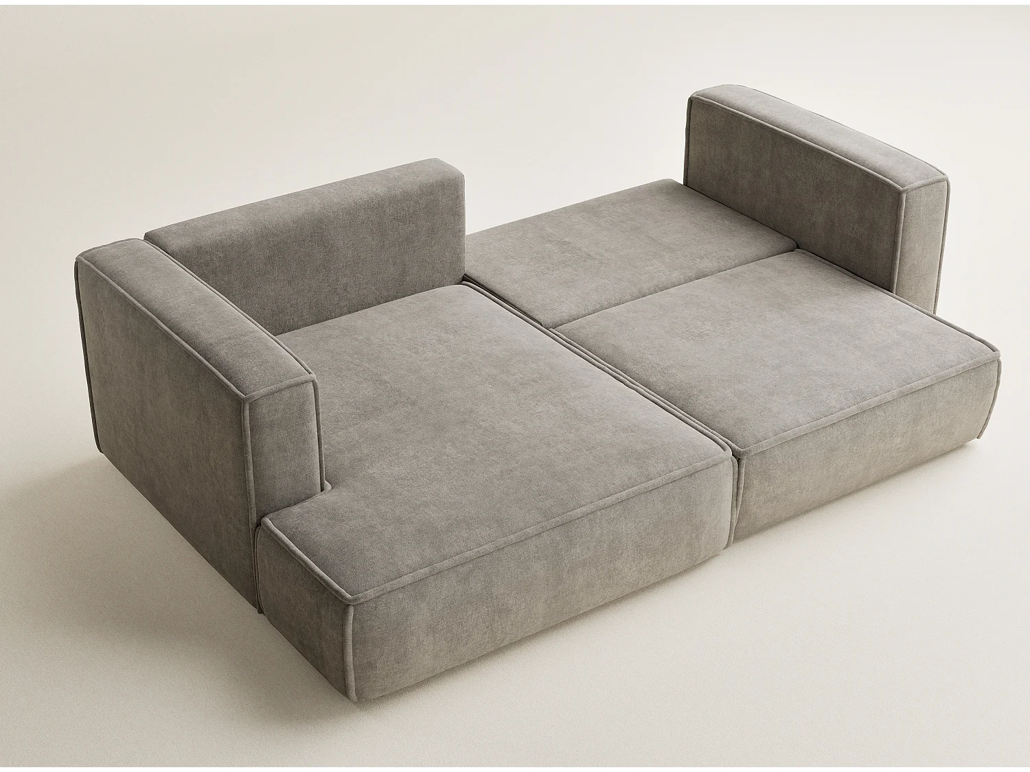 Canapé d'angle gauche avec fonction lit en tissu chenille taupe VELTO