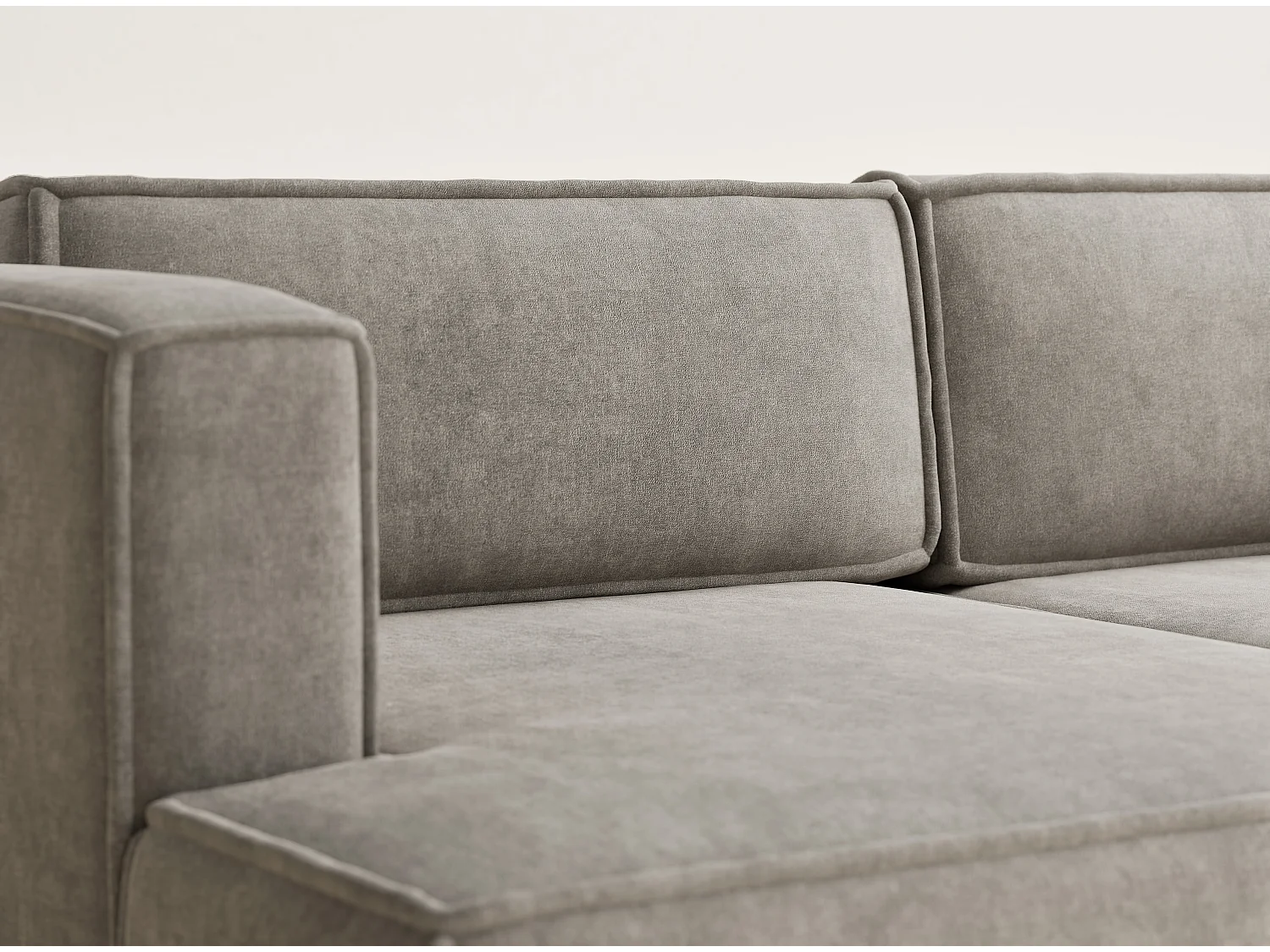 Canapé d'angle gauche avec fonction lit en tissu chenille taupe VELTO