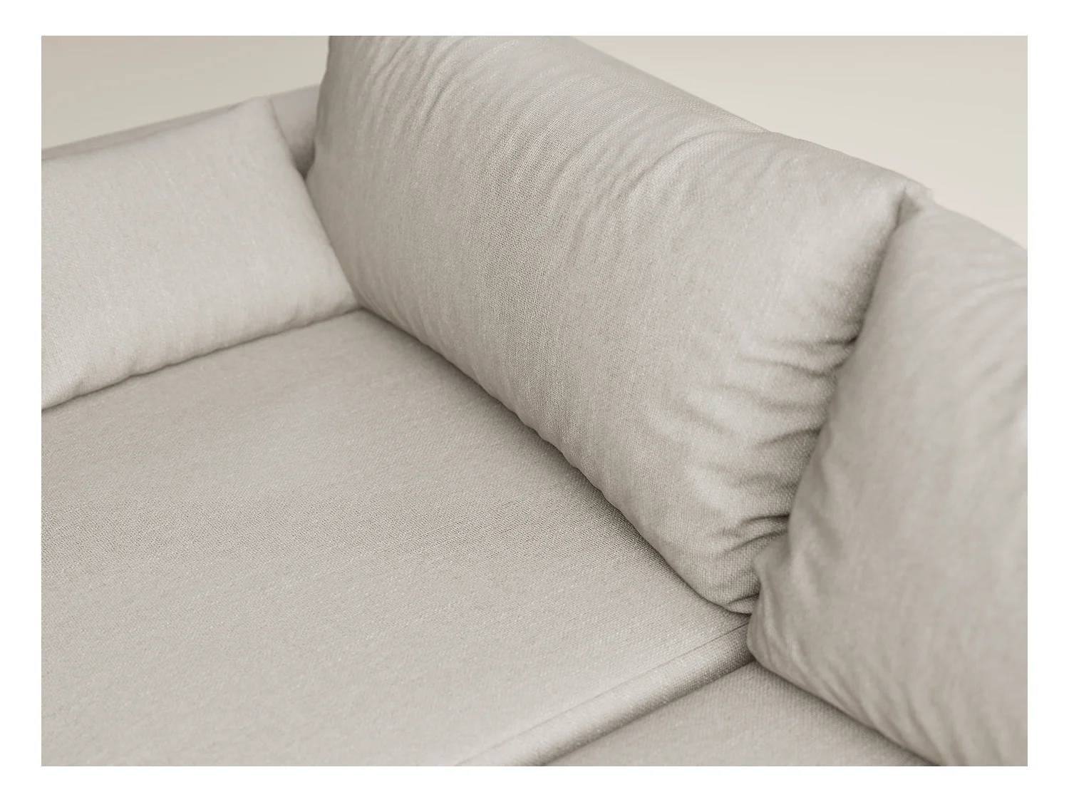 Canapé d'angle droit avec fonction lit en tissu tressé beige LEON