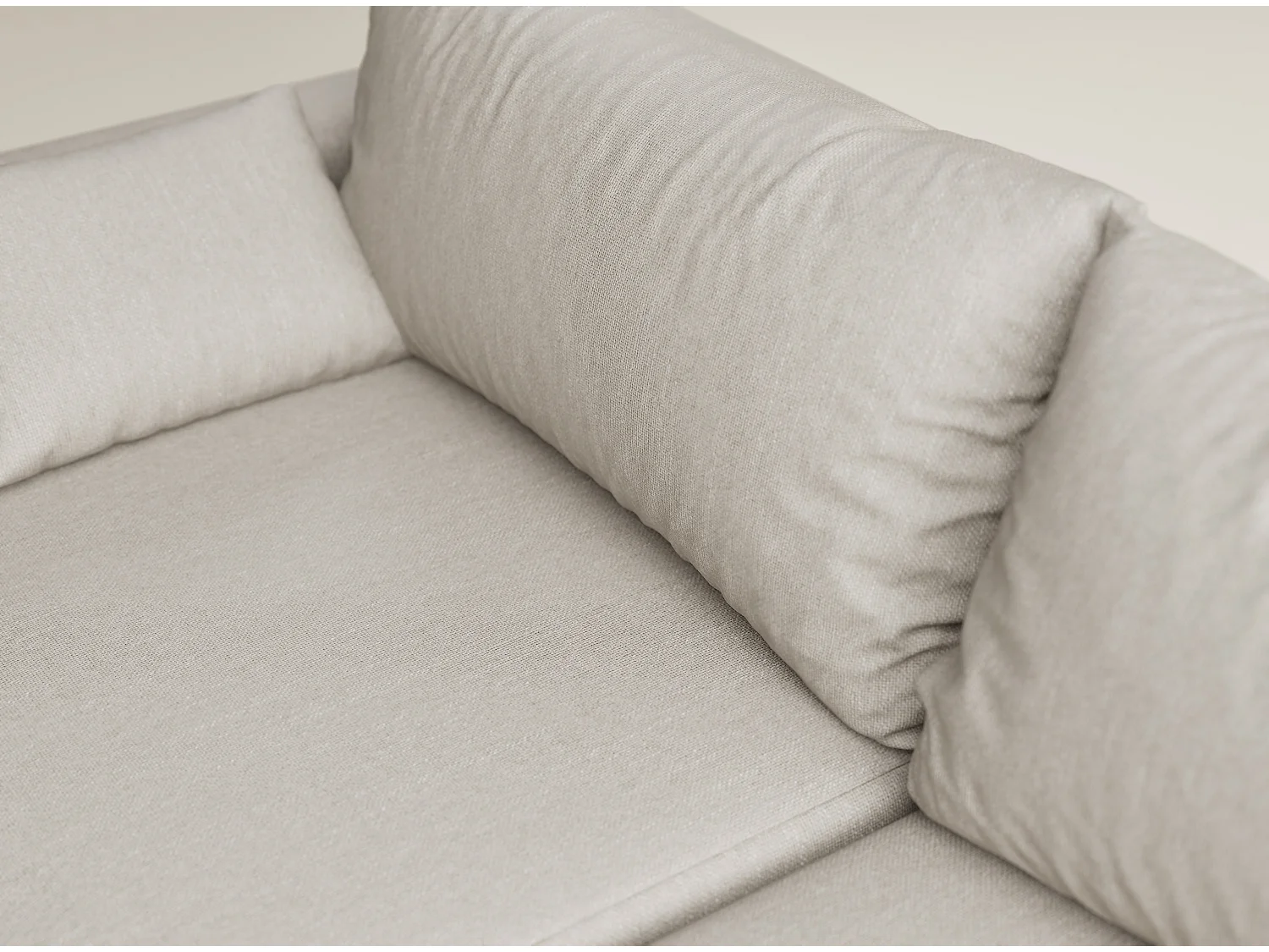 Canapé d'angle droit avec fonction lit en tissu tressé beige LEON