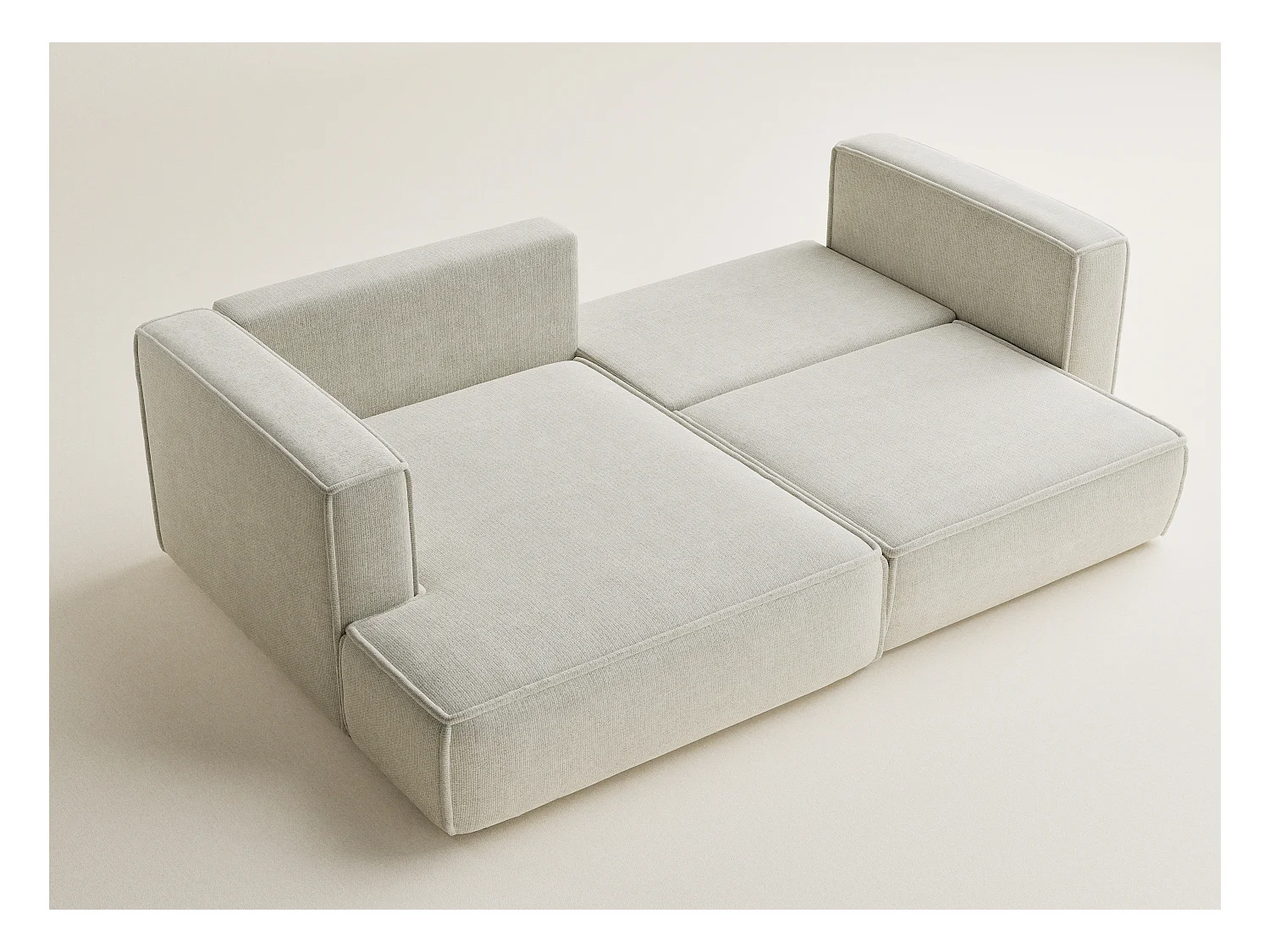 Canapé d'angle gauche avec fonction lit en tissu chenille creme VELTO