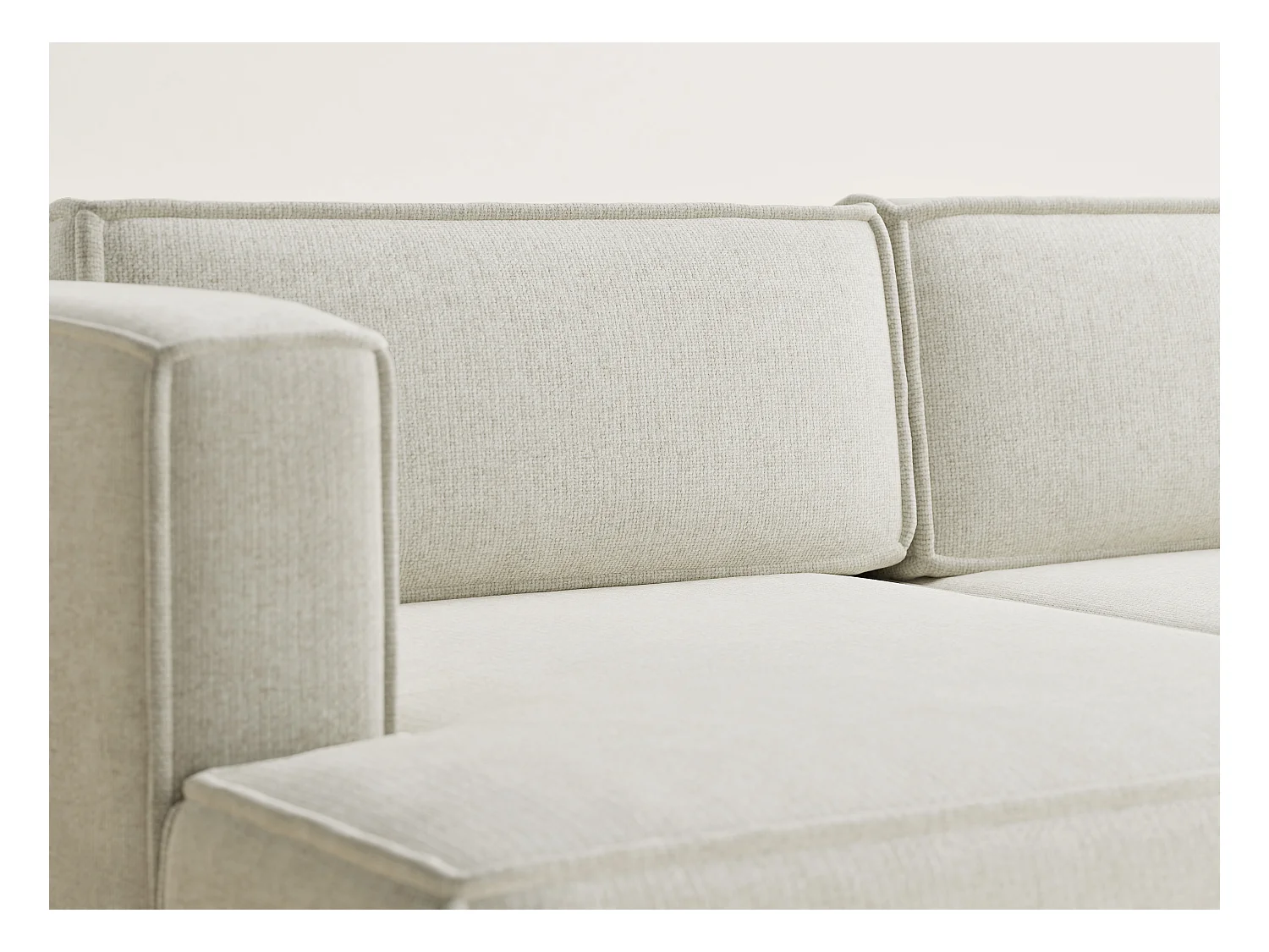 Canapé d'angle gauche avec fonction lit en tissu chenille creme VELTO