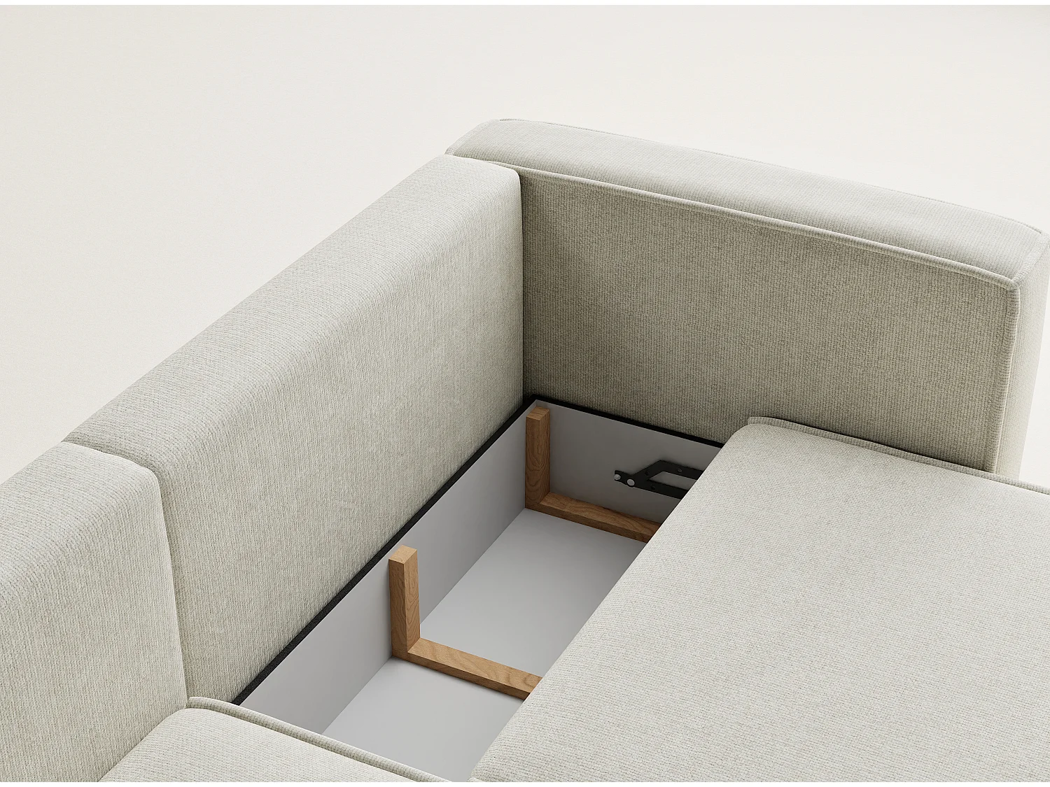 Canapé d'angle gauche avec fonction lit en tissu chenille creme VELTO