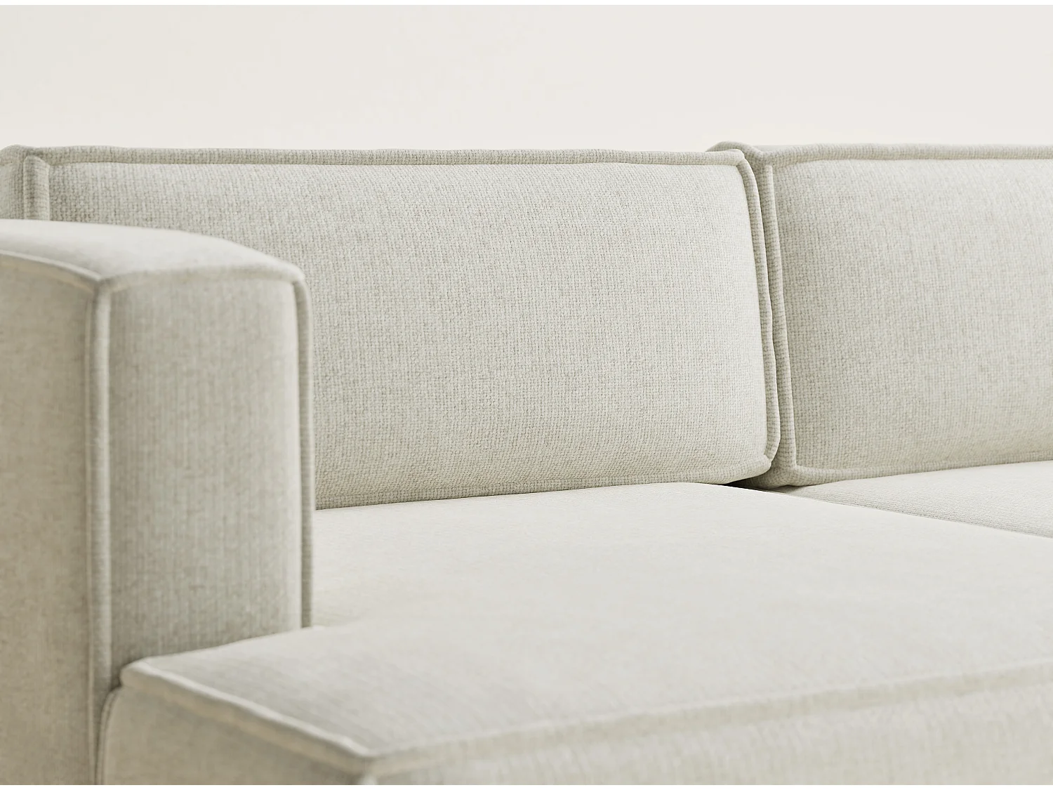 Hoekslaapbank met hoek links in chenille stof creme VELTO