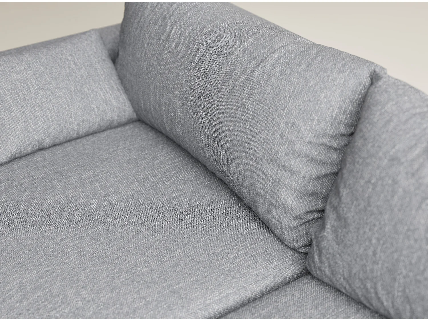 Canapé d'angle droit avec fonction lit en tissu tressé gris LEON