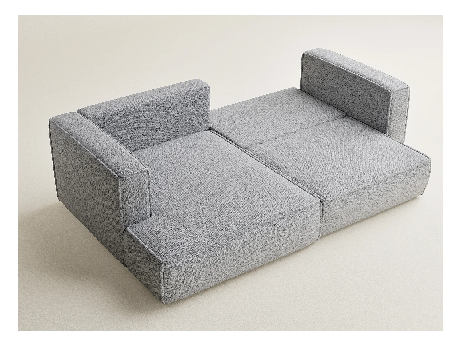 Canapé d'angle gauche avec fonction lit en tissu tressé gris clair VELTO