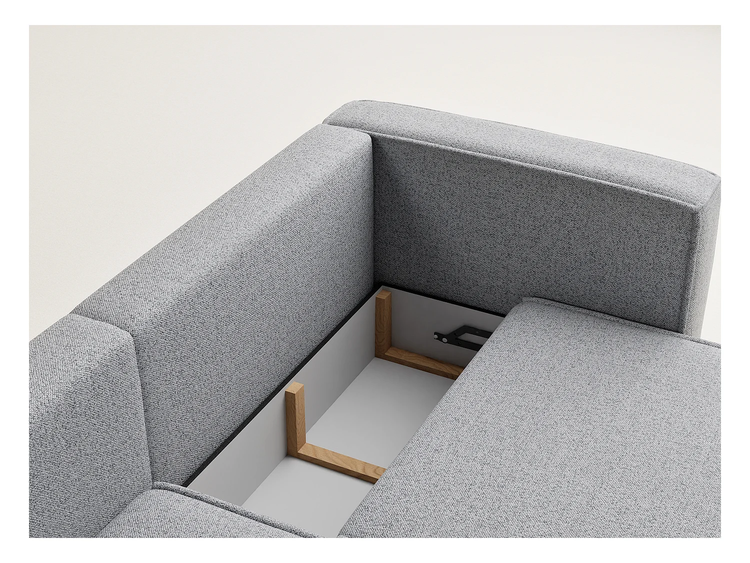 Canapé d'angle gauche avec fonction lit en tissu tressé gris clair VELTO