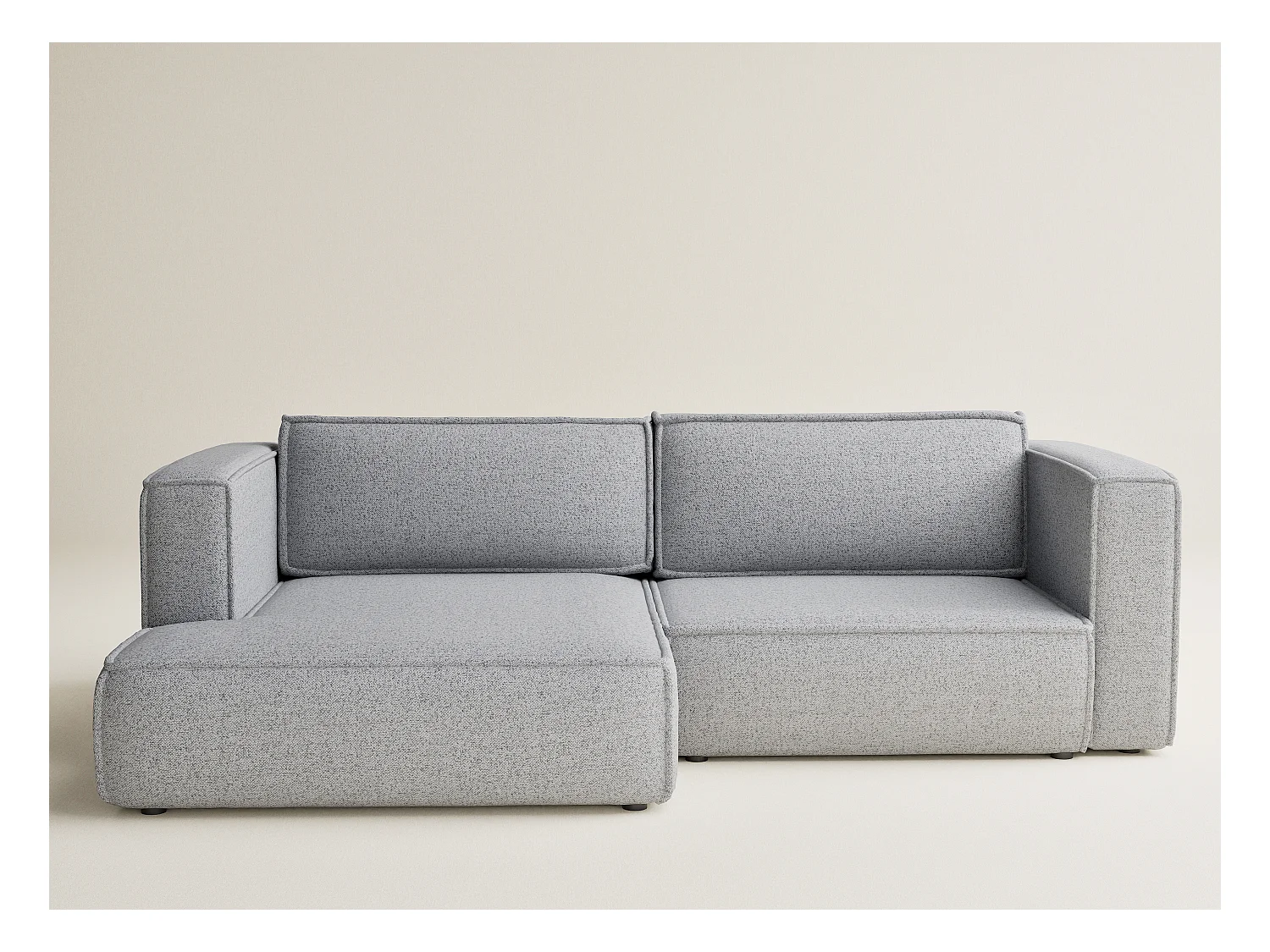 Canapé d'angle gauche avec fonction lit en tissu tressé gris clair VELTO