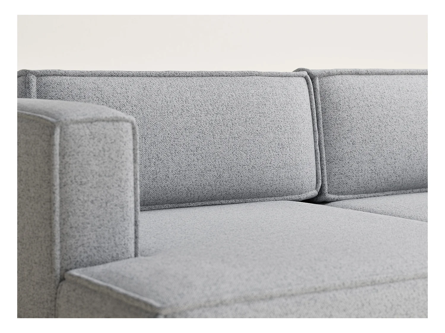 Canapé d'angle gauche avec fonction lit en tissu tressé gris clair VELTO