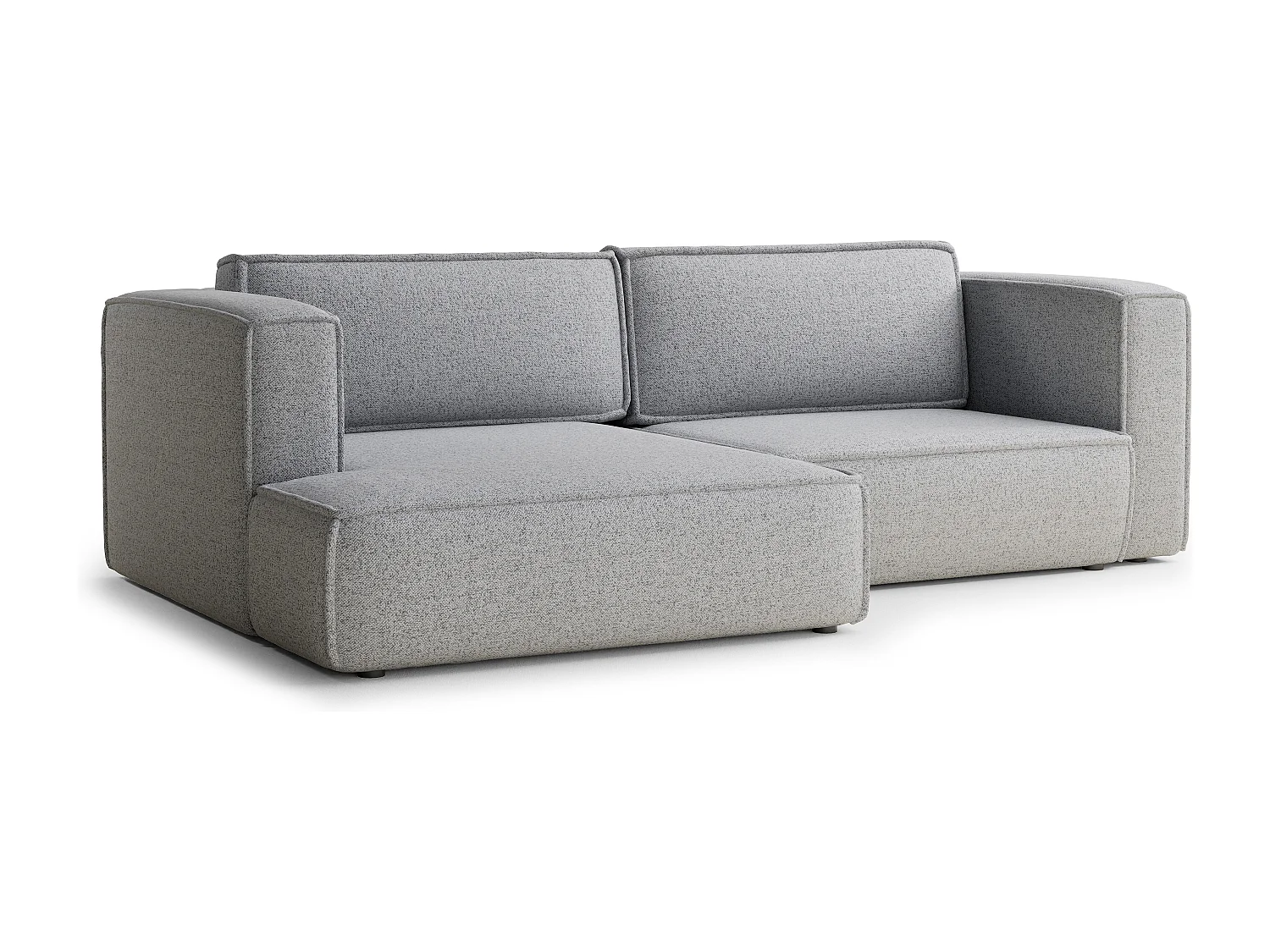 Canapé d'angle gauche avec fonction lit en tissu tressé gris clair VELTO