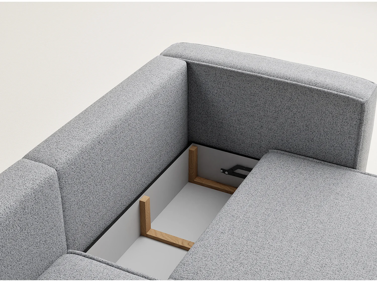 Canapé d'angle gauche avec fonction lit en tissu tressé gris clair VELTO