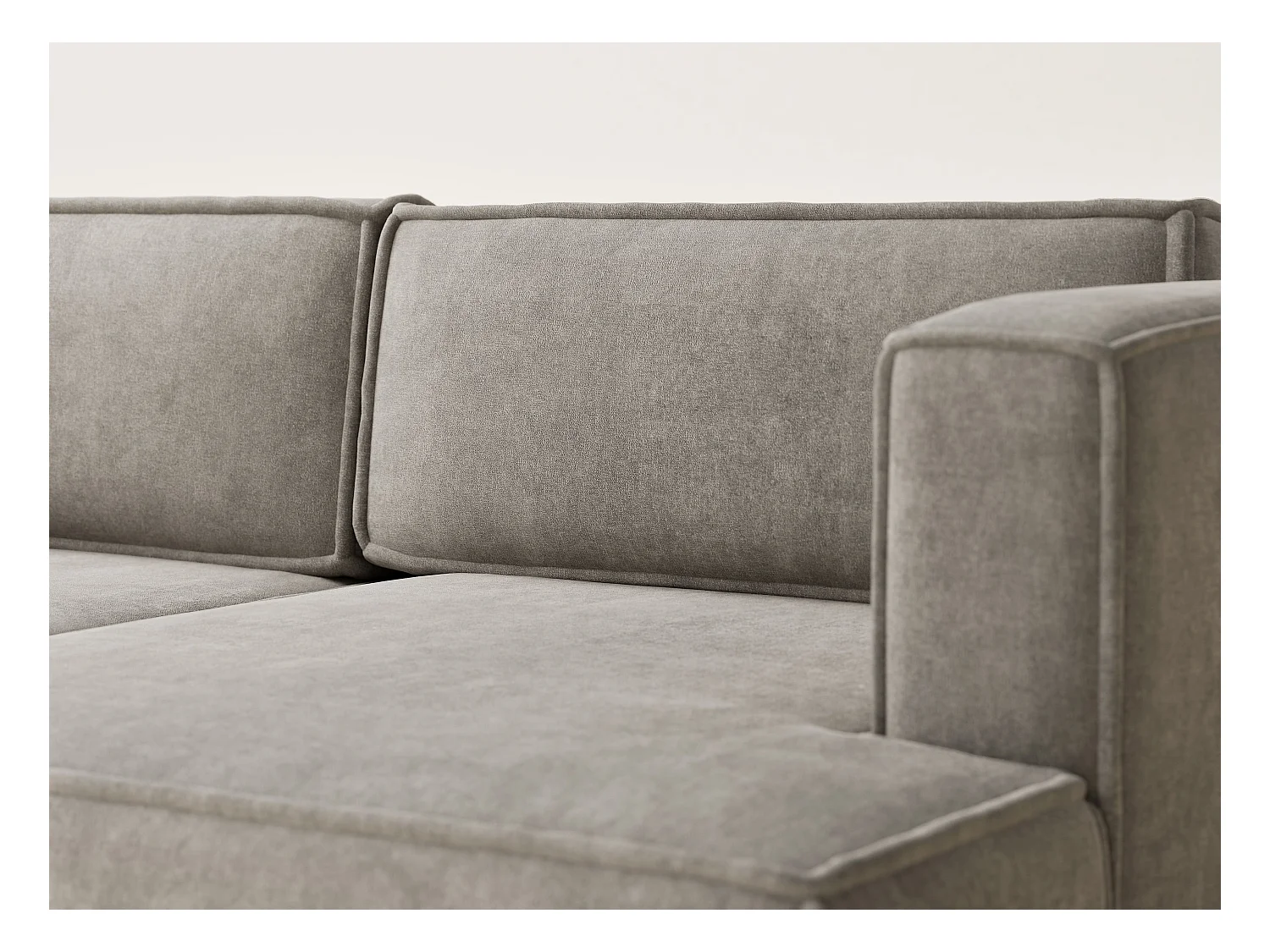 Canapé d'angle droit avec fonction lit en tissu chenille taupe VELTO