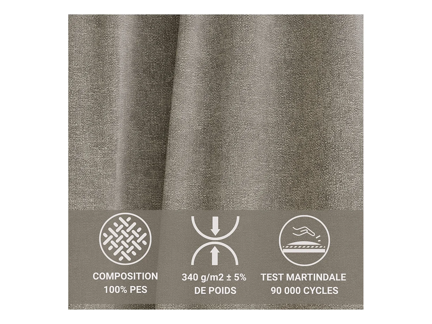 Canapé d'angle droit avec fonction lit en tissu chenille taupe VELTO