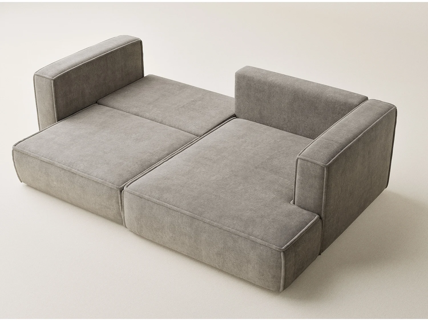 Canapé d'angle droit avec fonction lit en tissu chenille taupe VELTO