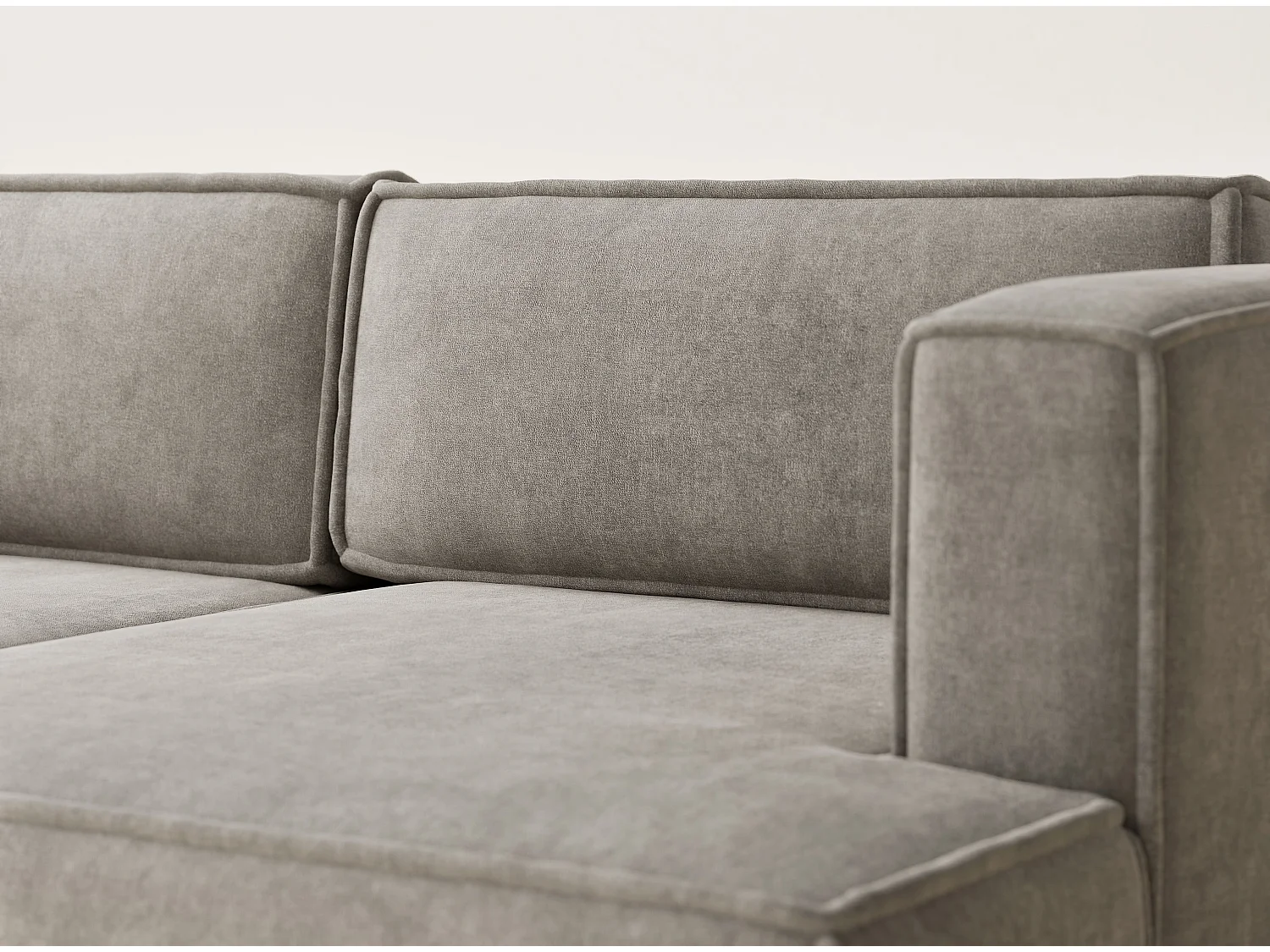 Canapé d'angle droit avec fonction lit en tissu chenille taupe VELTO