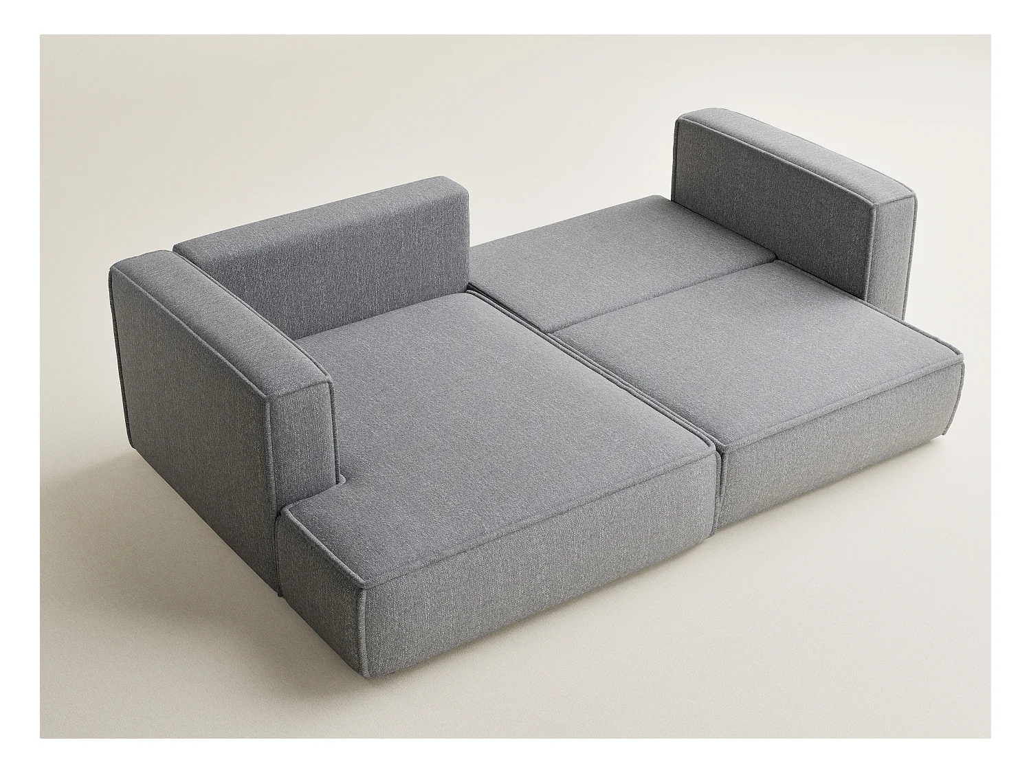 Canapé d'angle gauche avec fonction lit en tissu tressé gris VELTO