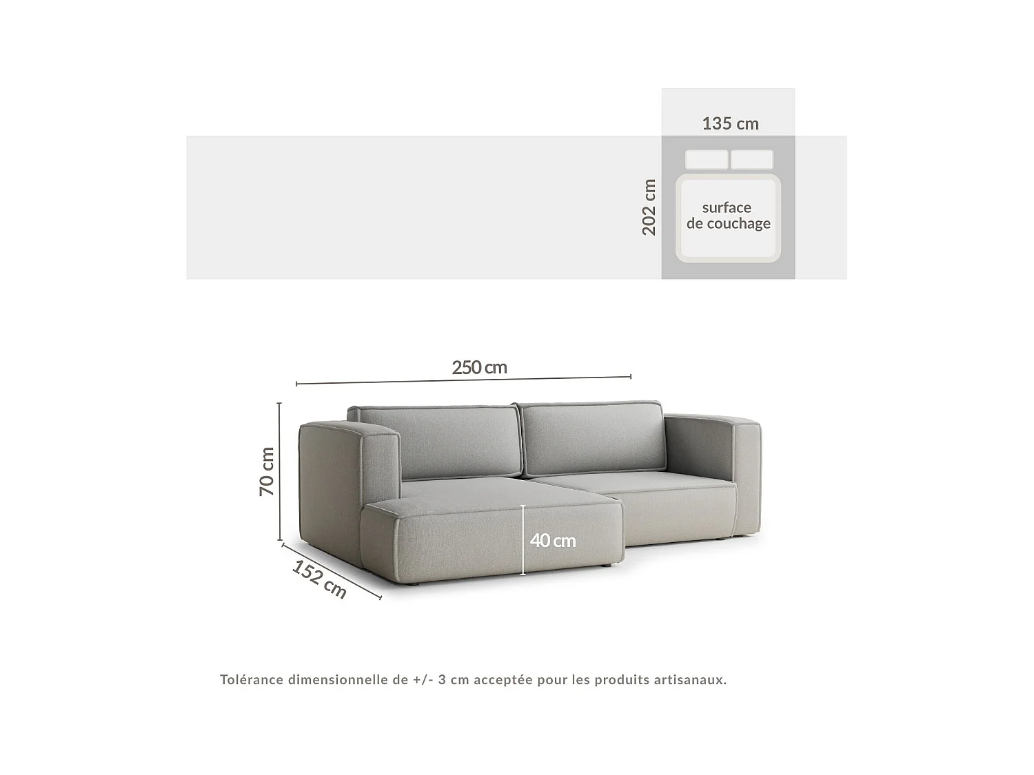 Canapé d'angle gauche avec fonction lit en tissu tressé gris VELTO