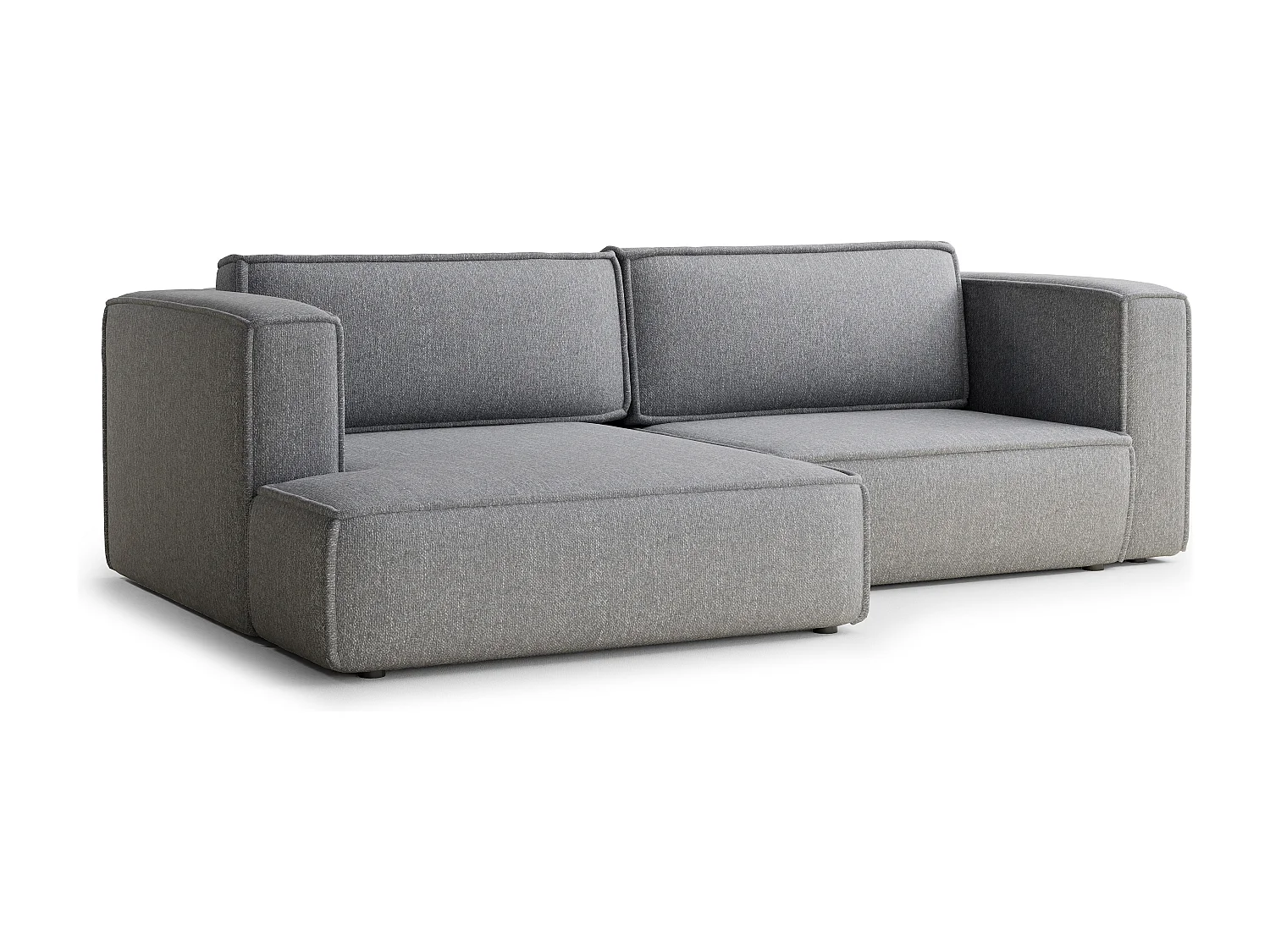 Canapé d'angle gauche avec fonction lit en tissu tressé gris VELTO