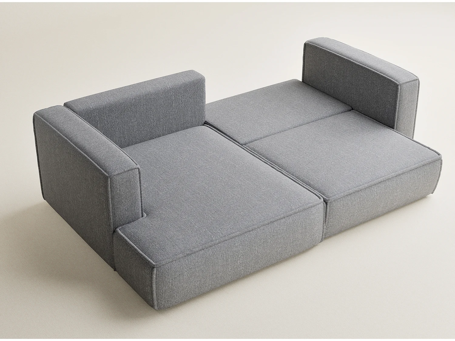 Canapé d'angle gauche avec fonction lit en tissu tressé gris VELTO