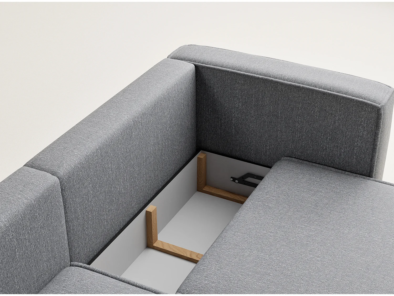 Canapé d'angle gauche avec fonction lit en tissu tressé gris VELTO