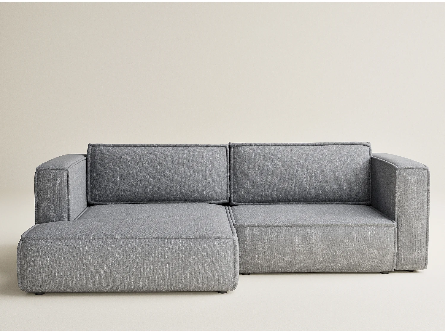 Canapé d'angle gauche avec fonction lit en tissu tressé gris VELTO