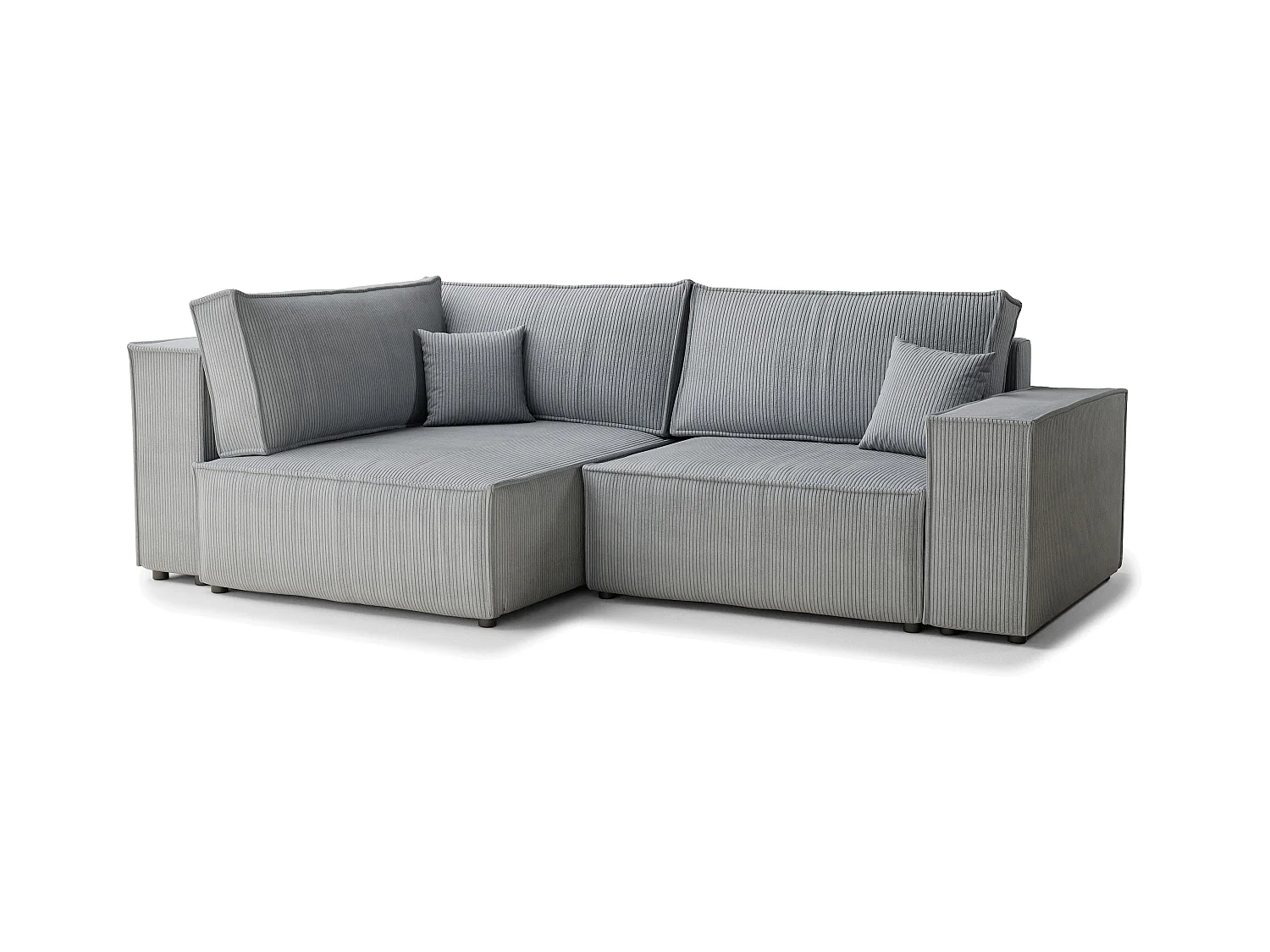 Canapé d'angle gauche avec fonction lit en velours gris clair TONGA