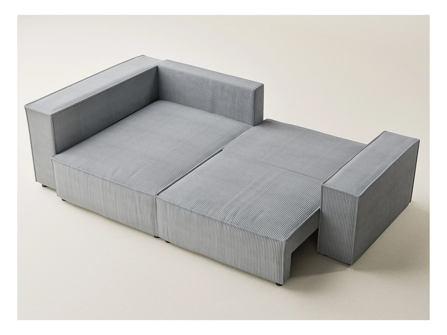 Canapé d'angle gauche avec fonction lit en velours gris clair TONGA