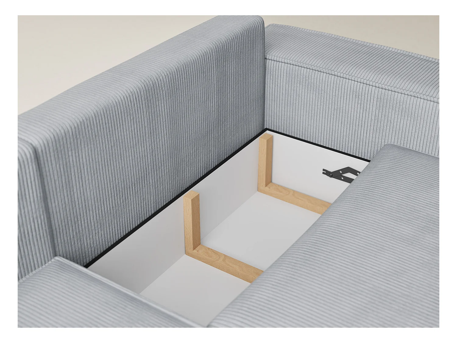 Canapé d'angle gauche avec fonction lit en velours gris clair TONGA