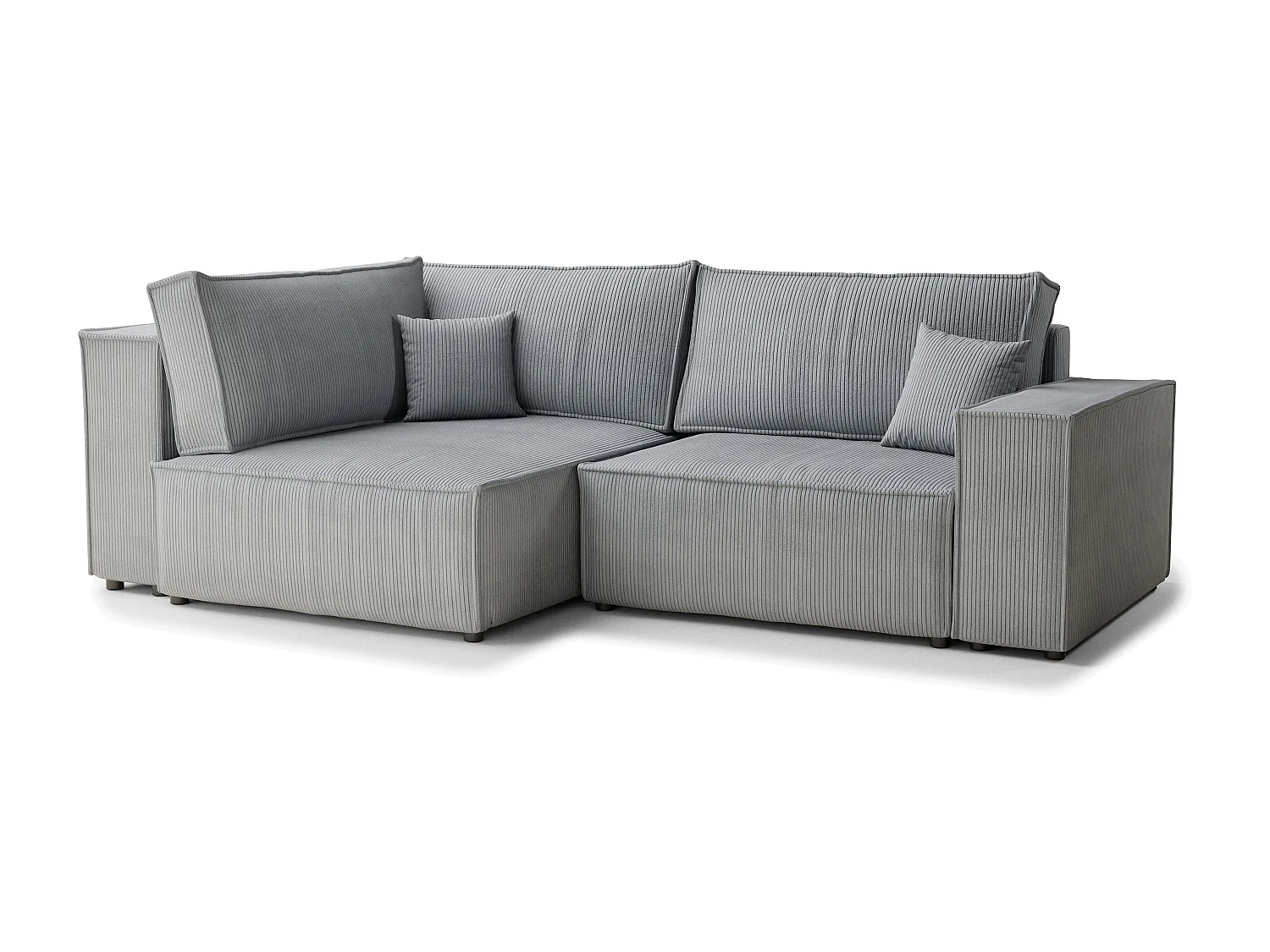 Canapé d'angle gauche avec fonction lit en velours gris clair TONGA