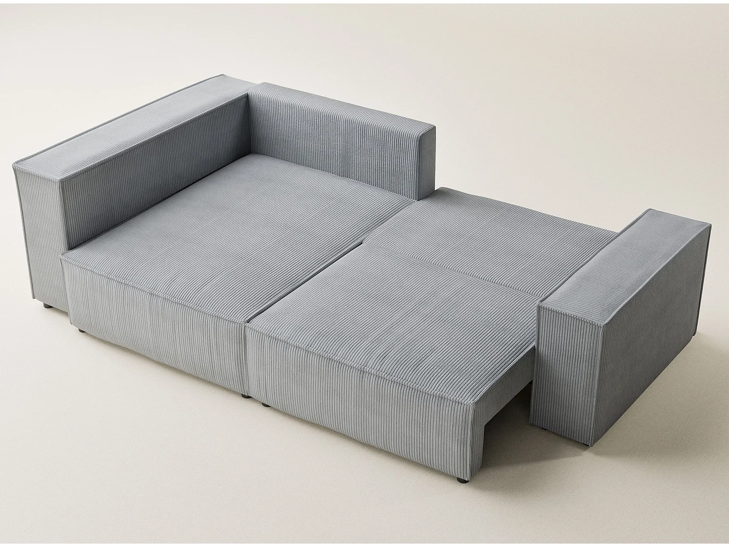 Canapé d'angle gauche avec fonction lit en velours gris clair TONGA