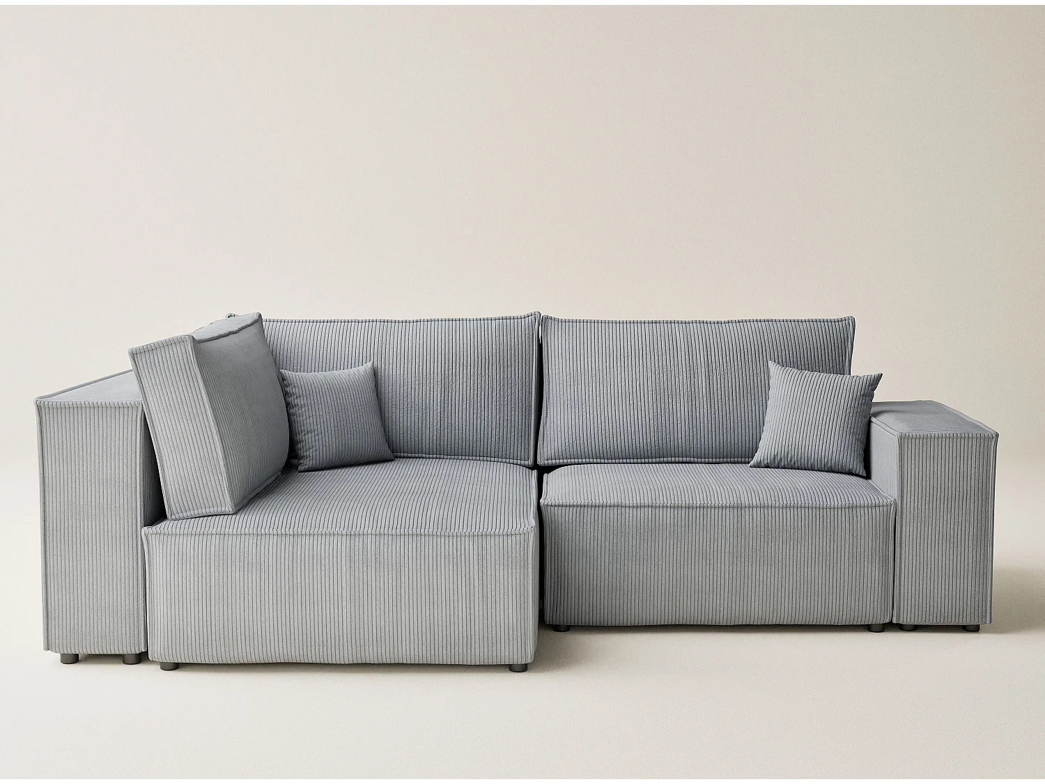 Canapé d'angle gauche avec fonction lit en velours gris clair TONGA