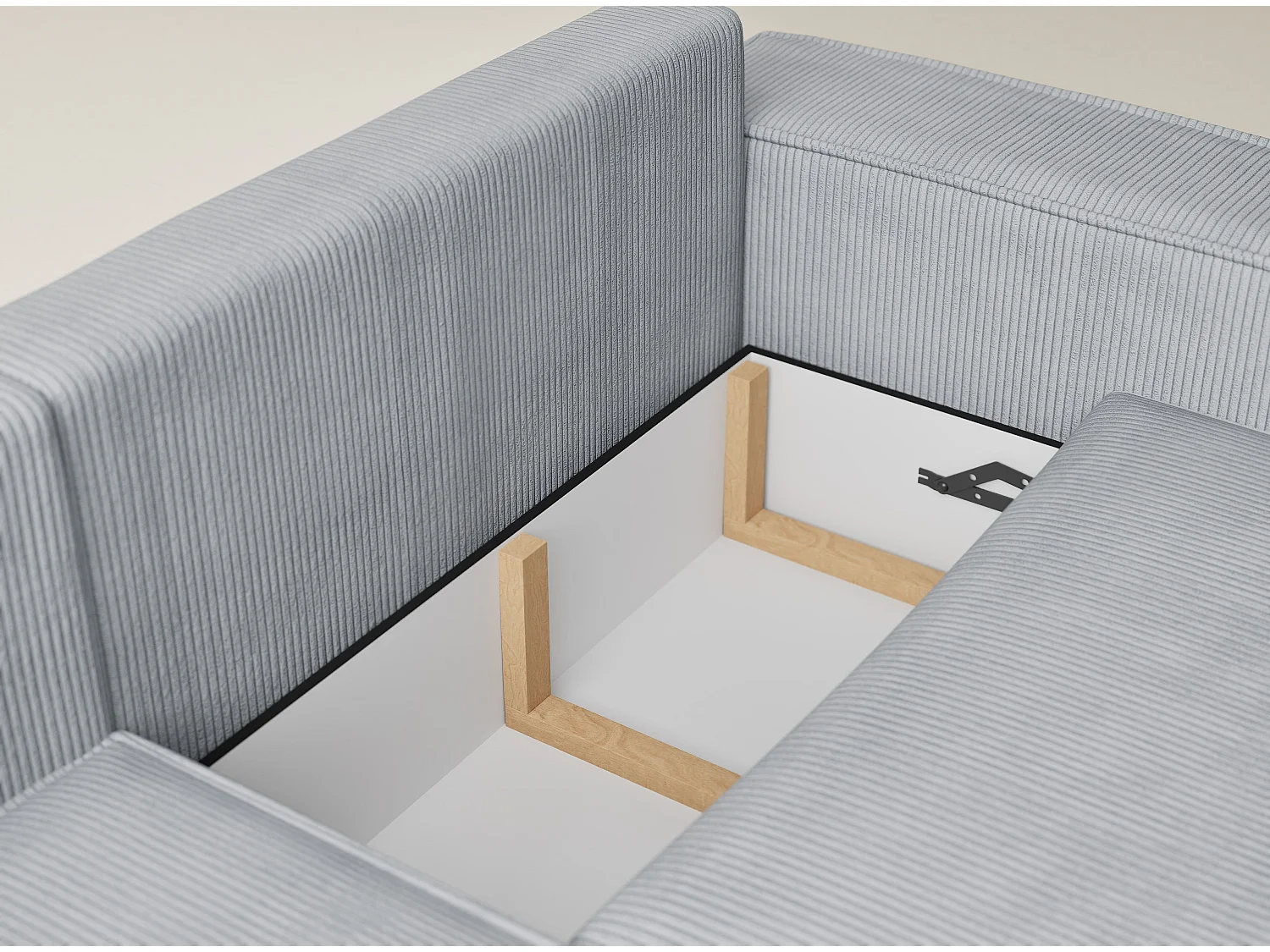 Canapé d'angle gauche avec fonction lit en velours gris clair TONGA