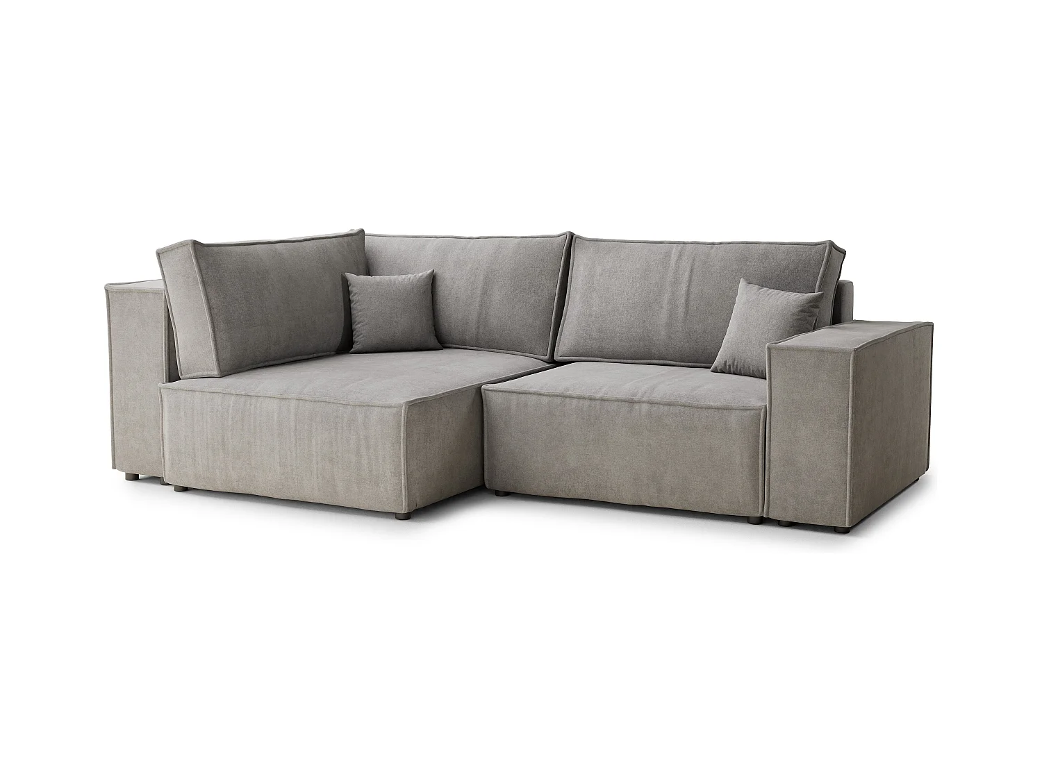 Canapé d'angle gauche avec fonction lit en tissu chenille beige gris TONGA