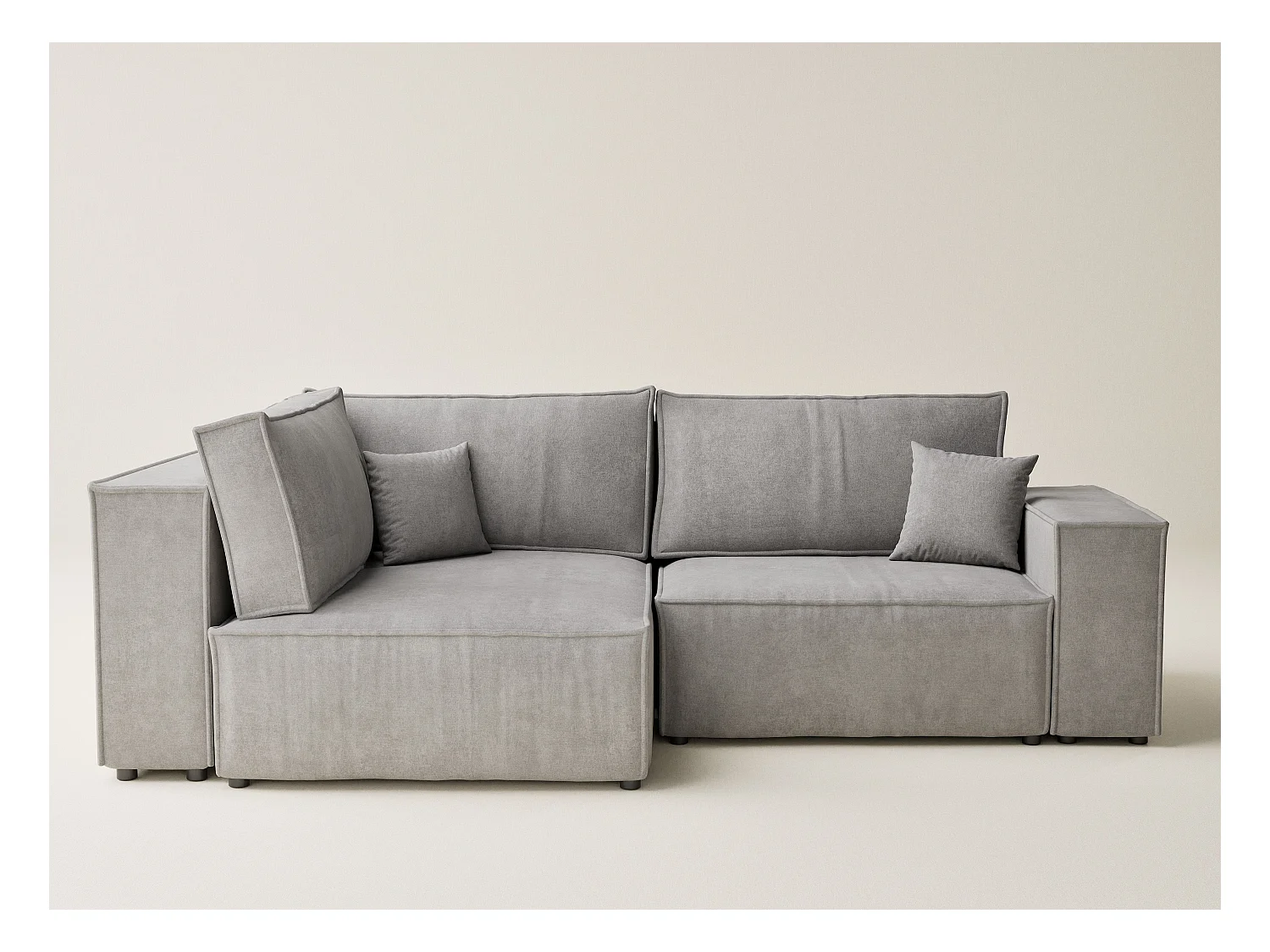 Canapé d'angle gauche avec fonction lit en tissu chenille beige gris TONGA